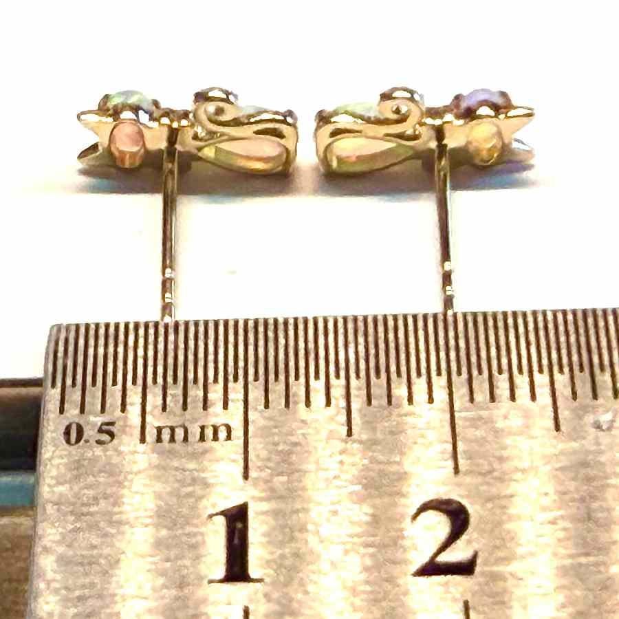 Boucles d'oreilles chaton chat d'Australie Opale Diamant Or 14K Unisexe en vente