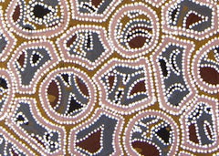 Luga. Abstract Aboriginal painting about cracking mud. Ocher and pigments