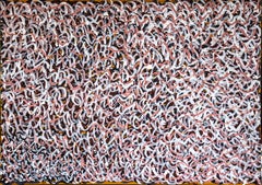 Milkwater. Abstract Aboriginal painting about water in ocher and pigments