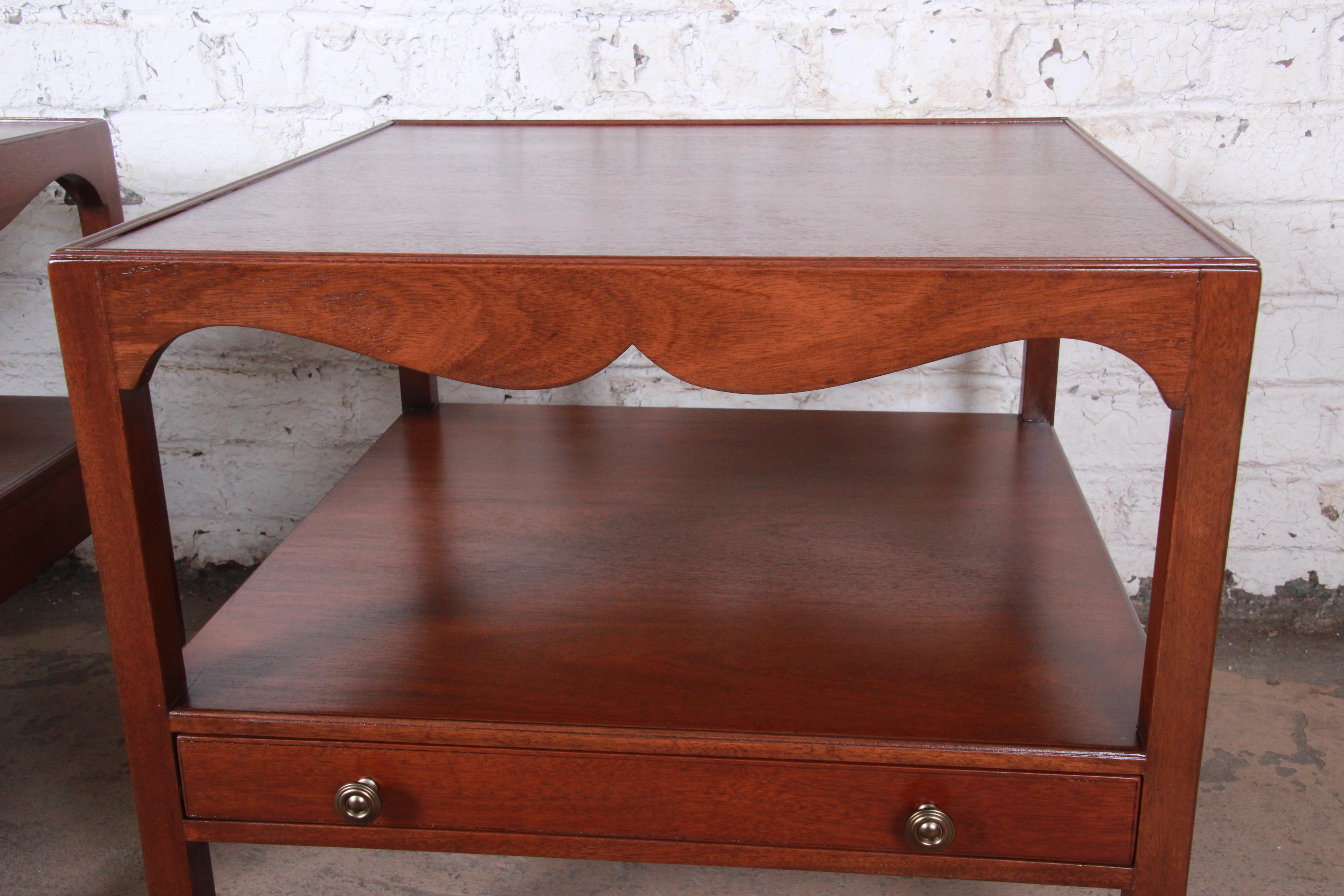 Kittinger American Colonial Walnut End Tables or Nightstands, Newly Restored 3