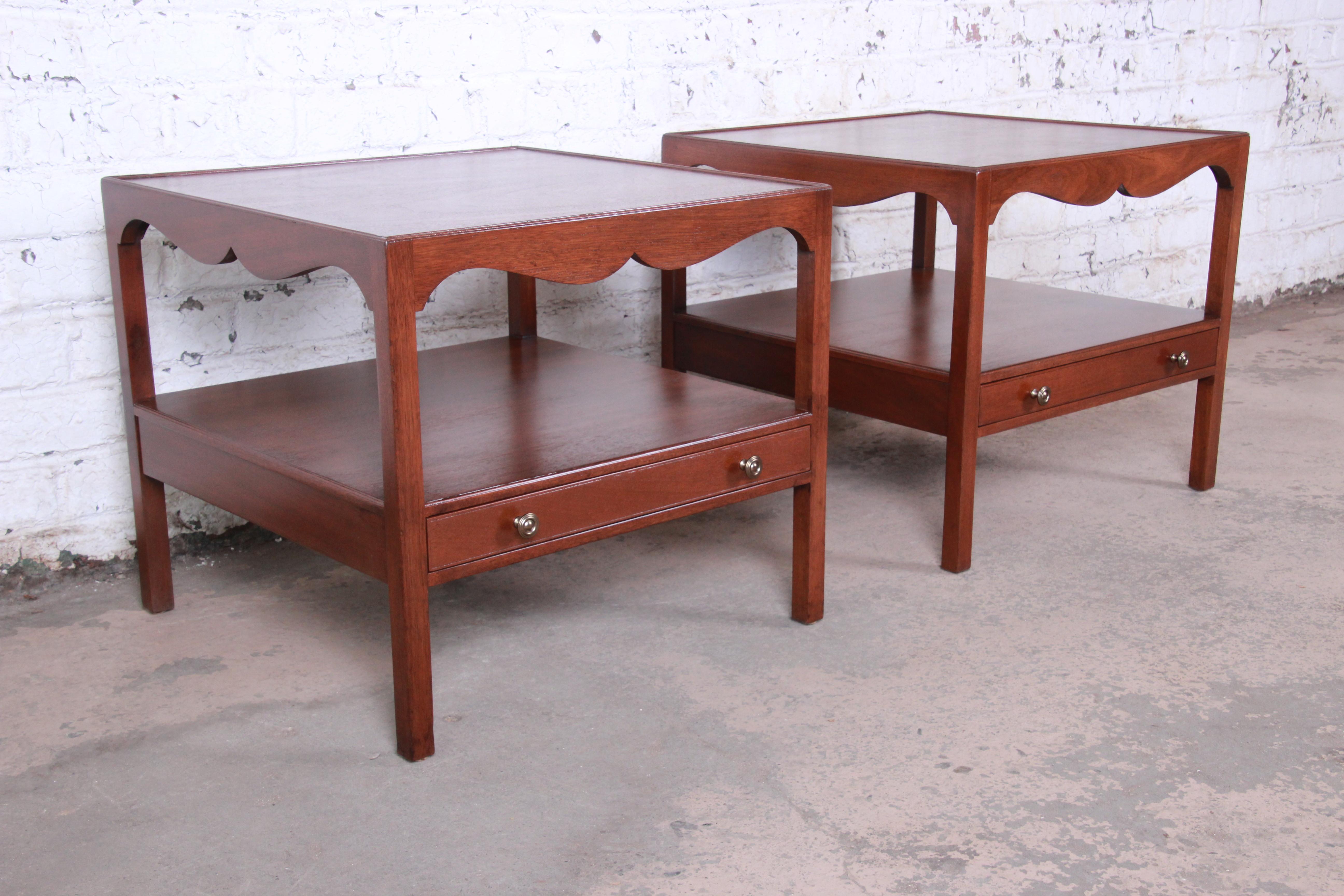 Kittinger American Colonial Walnut End Tables or Nightstands, Newly Restored In Good Condition In South Bend, IN