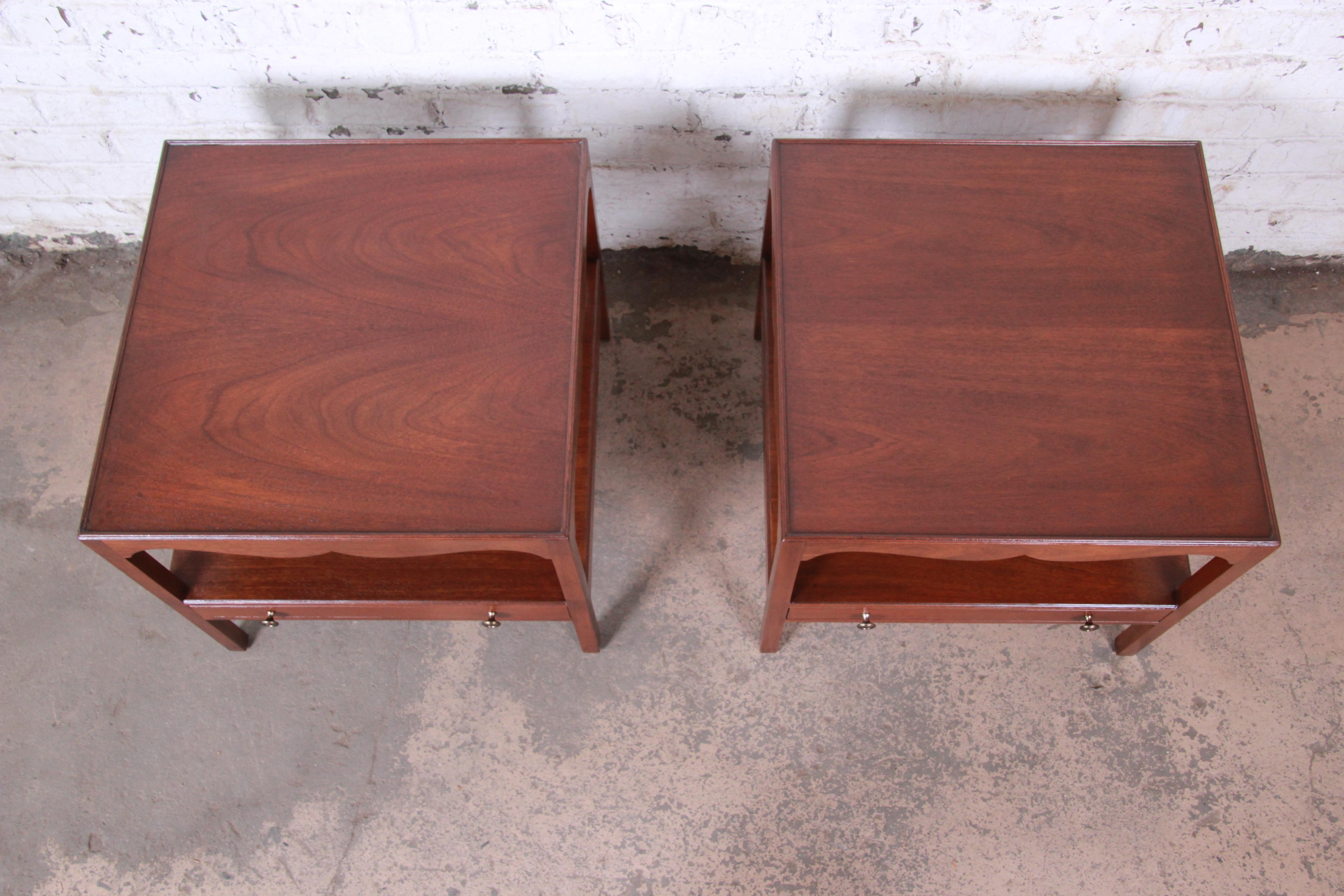 20th Century Kittinger American Colonial Walnut End Tables or Nightstands, Newly Restored