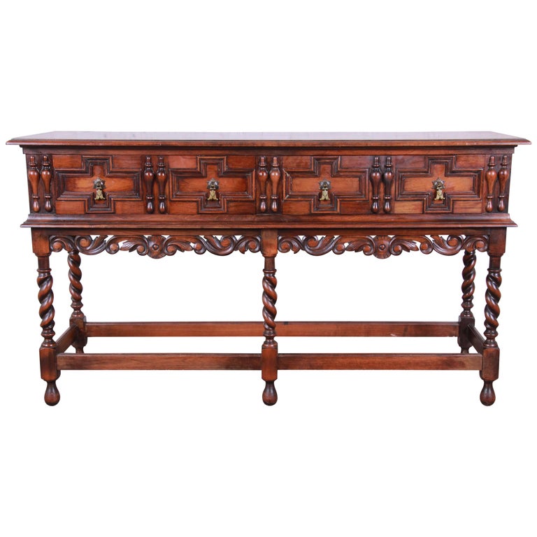 Kittinger Antique Carved Walnut Sideboard Buffet or Bar Server at 1stDibs
