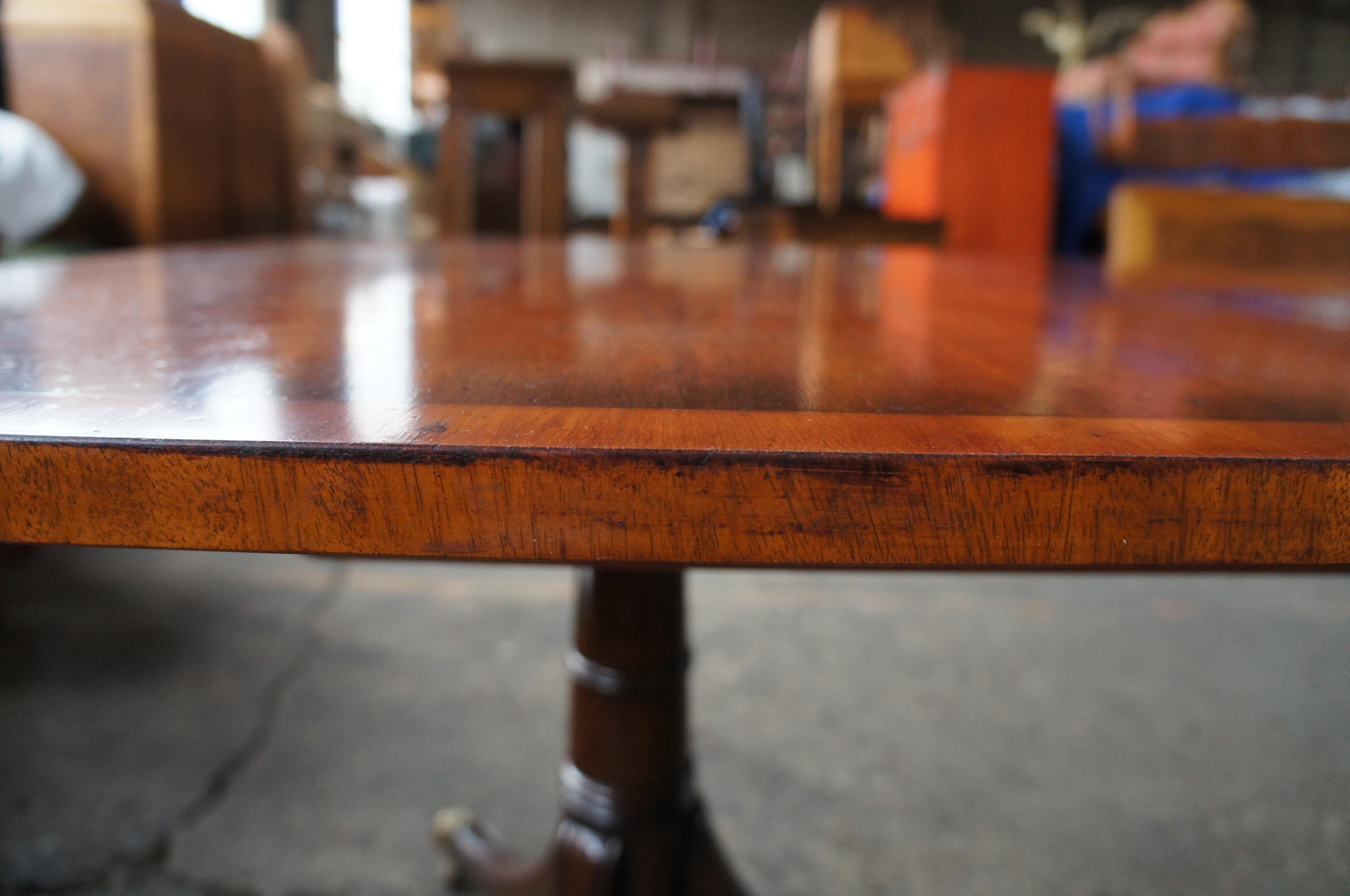 Kittinger Antique Duncan Phyfe Style Banded Mahogany Dining Table Claw Feet 2