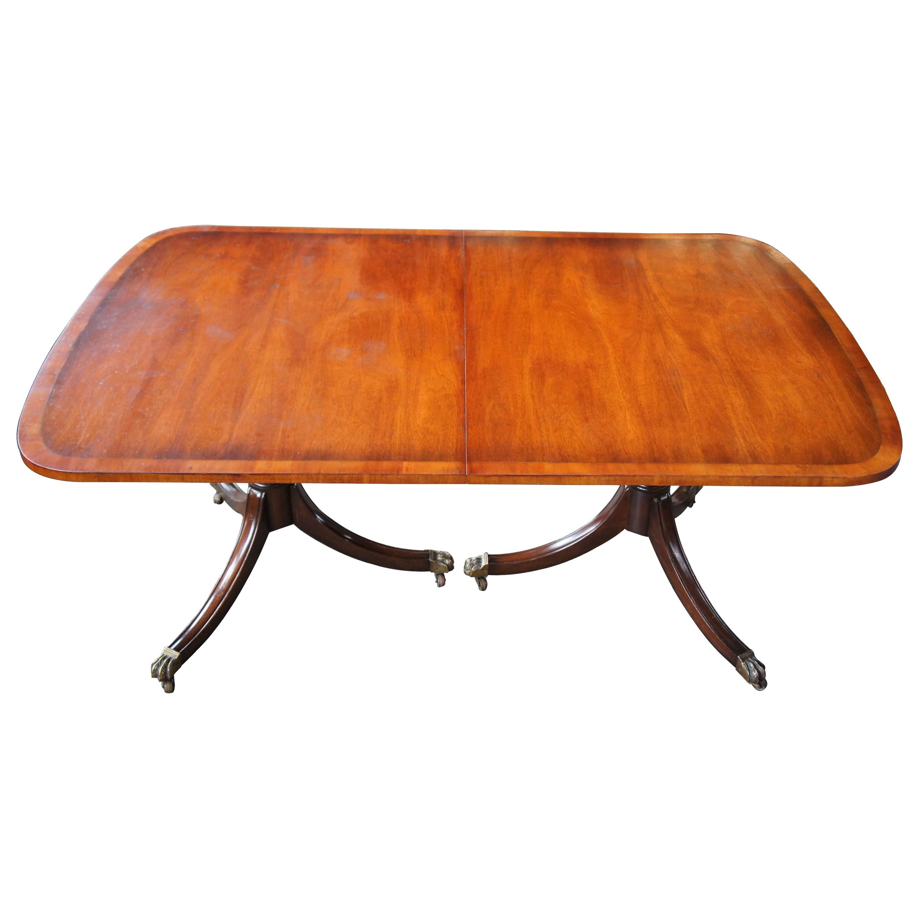 Kittinger Antique Duncan Phyfe Style Banded Mahogany Dining Table Claw Feet At 1stdibs