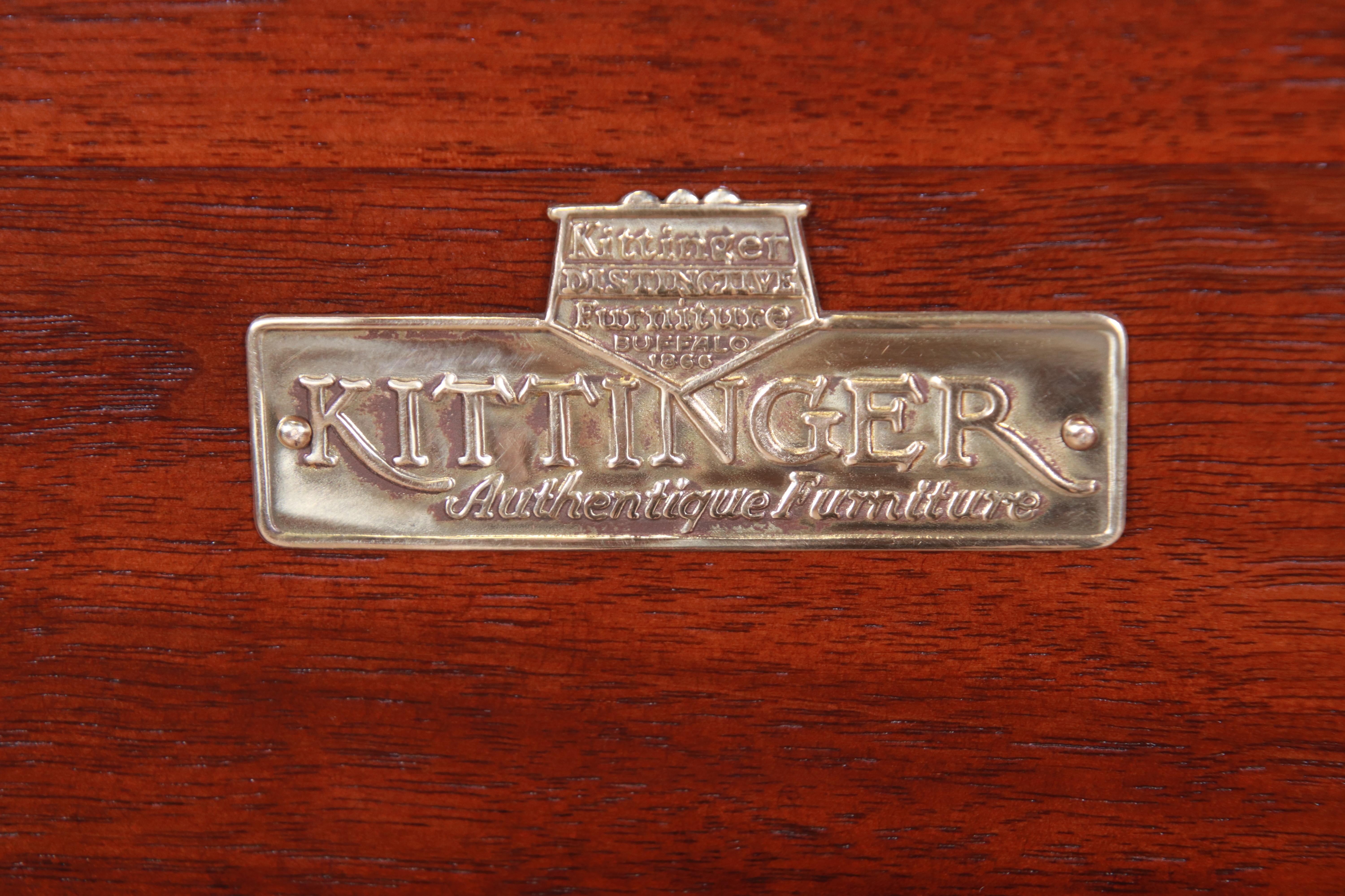 Kittinger Art Deco Walnut and Maple Highboy Dresser, Newly Refinished 13