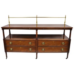 Antique Kittinger Buffalo Mahogany Federal Style Sideboard Buffet with Brass Gallery