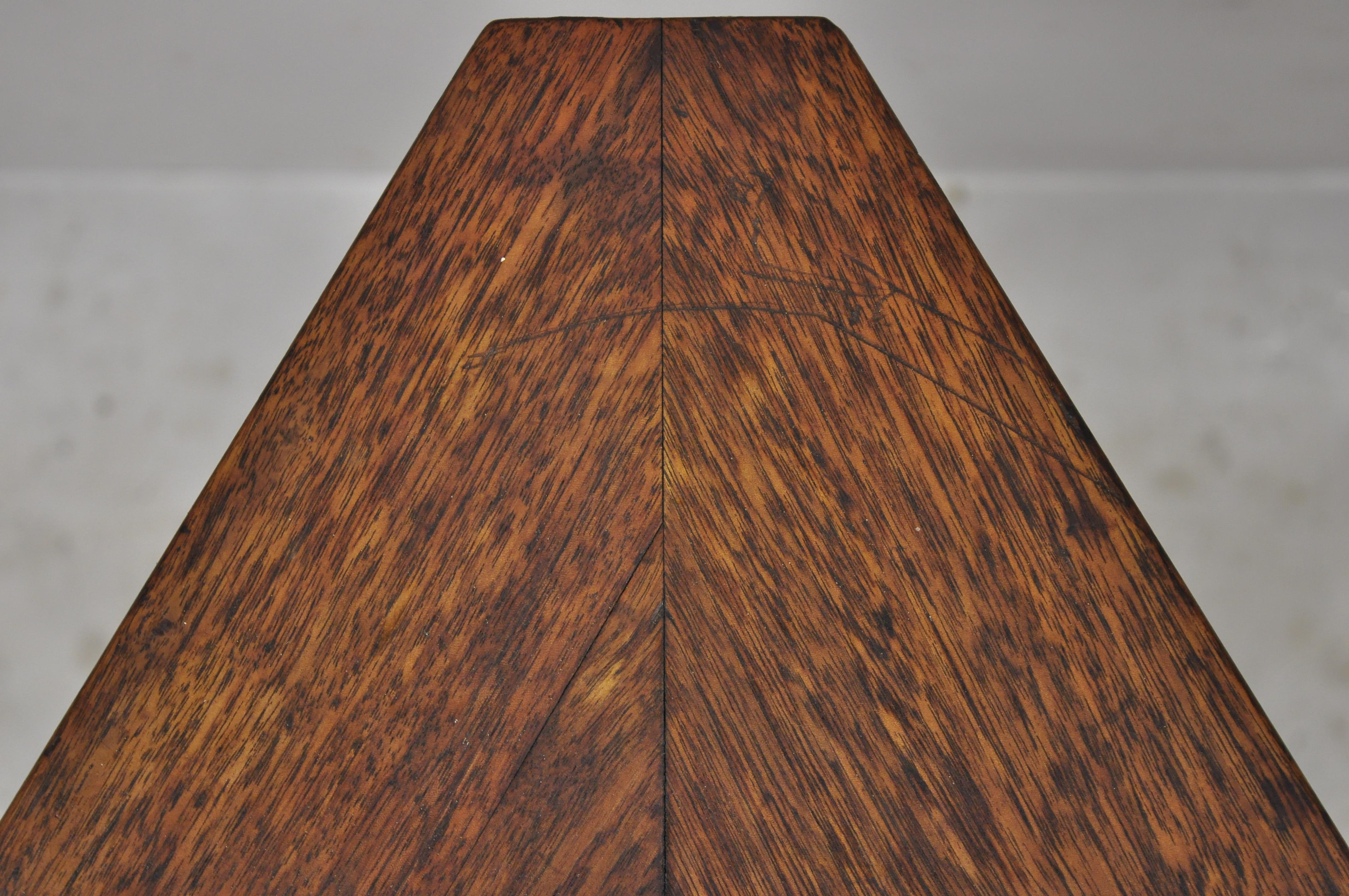 20th Century Kittinger Buffalo Spanish Renaissance Walnut Triangle Occasional Side Table