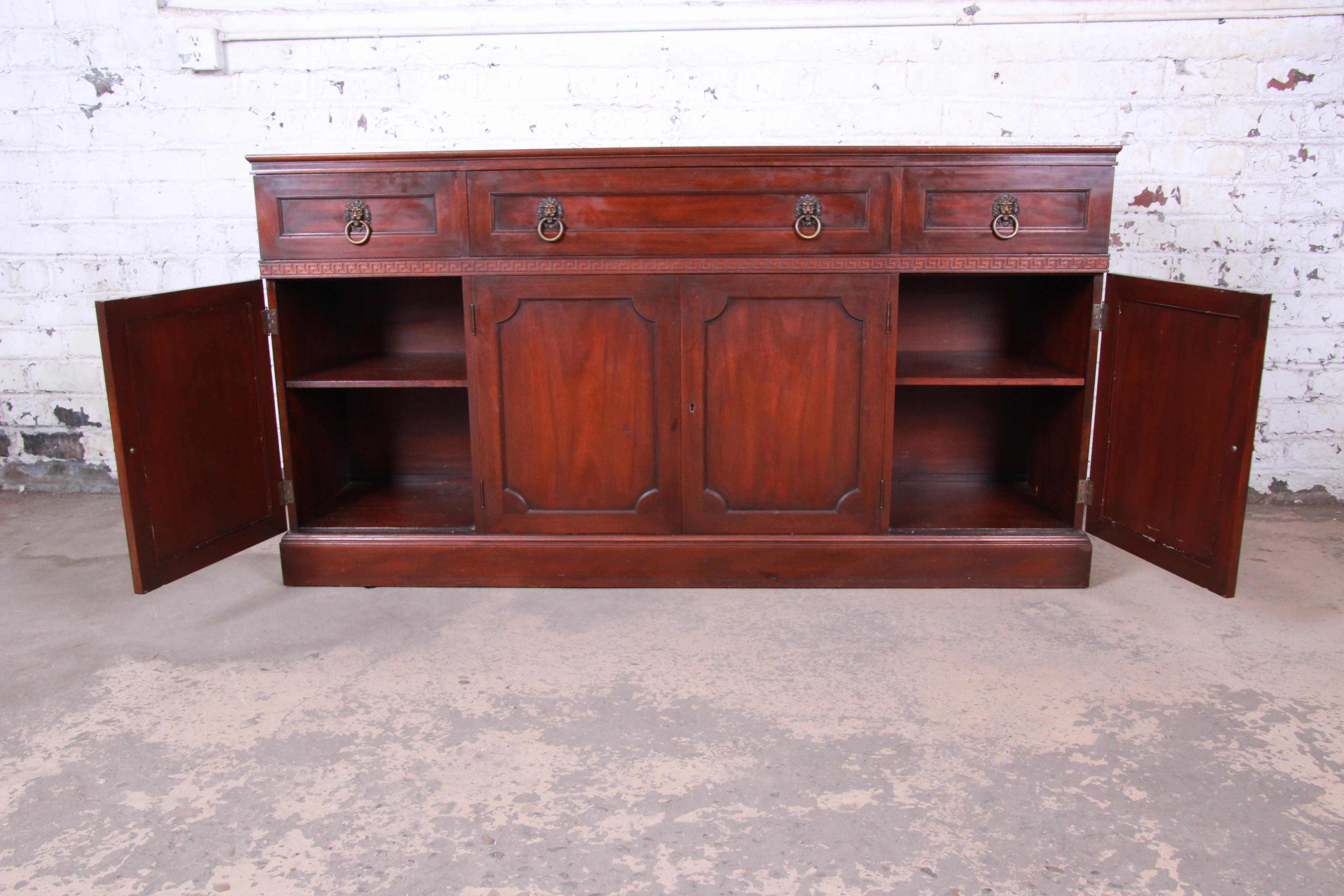 Kittinger Carved Mahogany Regency Sideboard Credenza or Bar Cabinet, circa 1940s 6