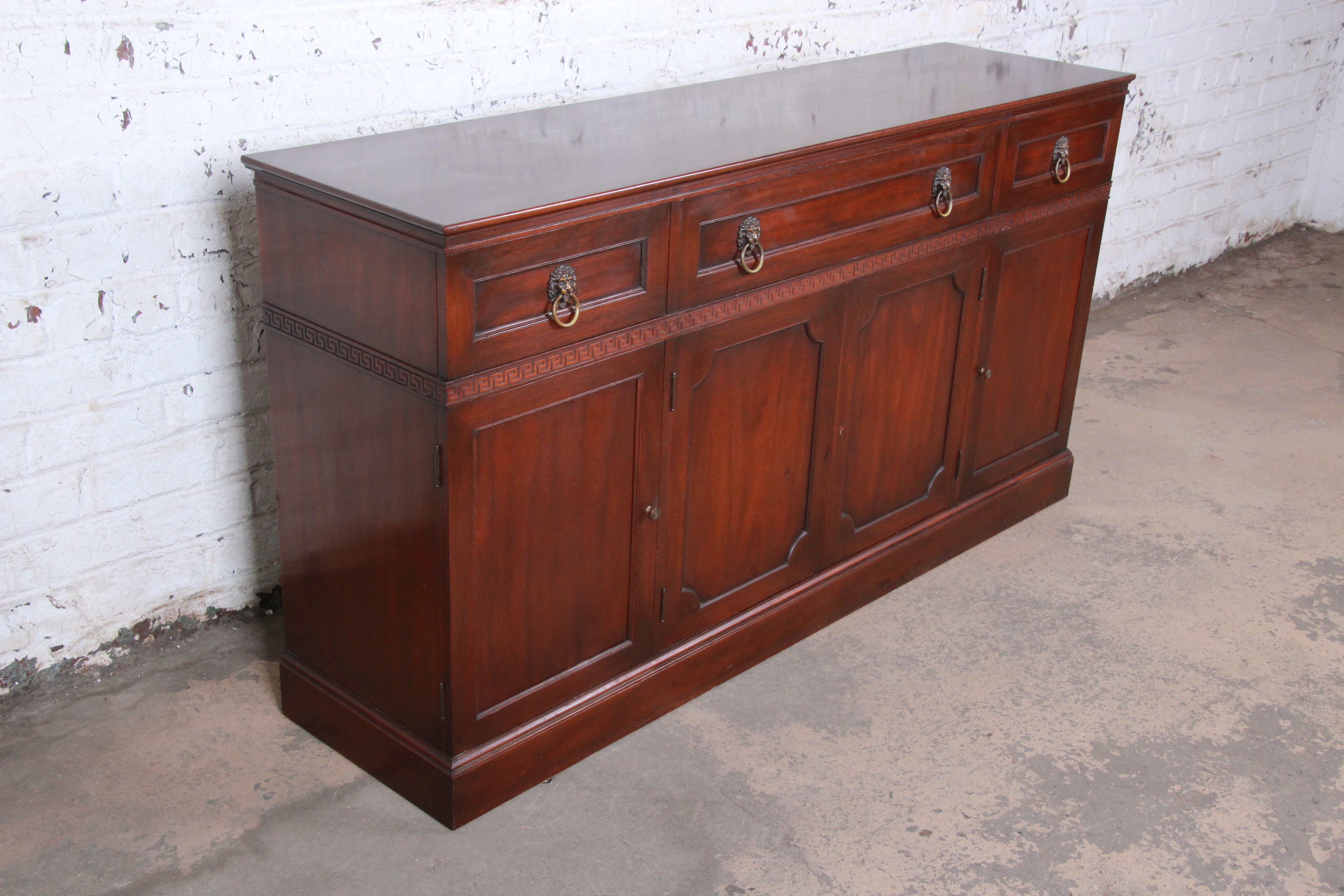 American Kittinger Carved Mahogany Regency Sideboard Credenza or Bar Cabinet, circa 1940s