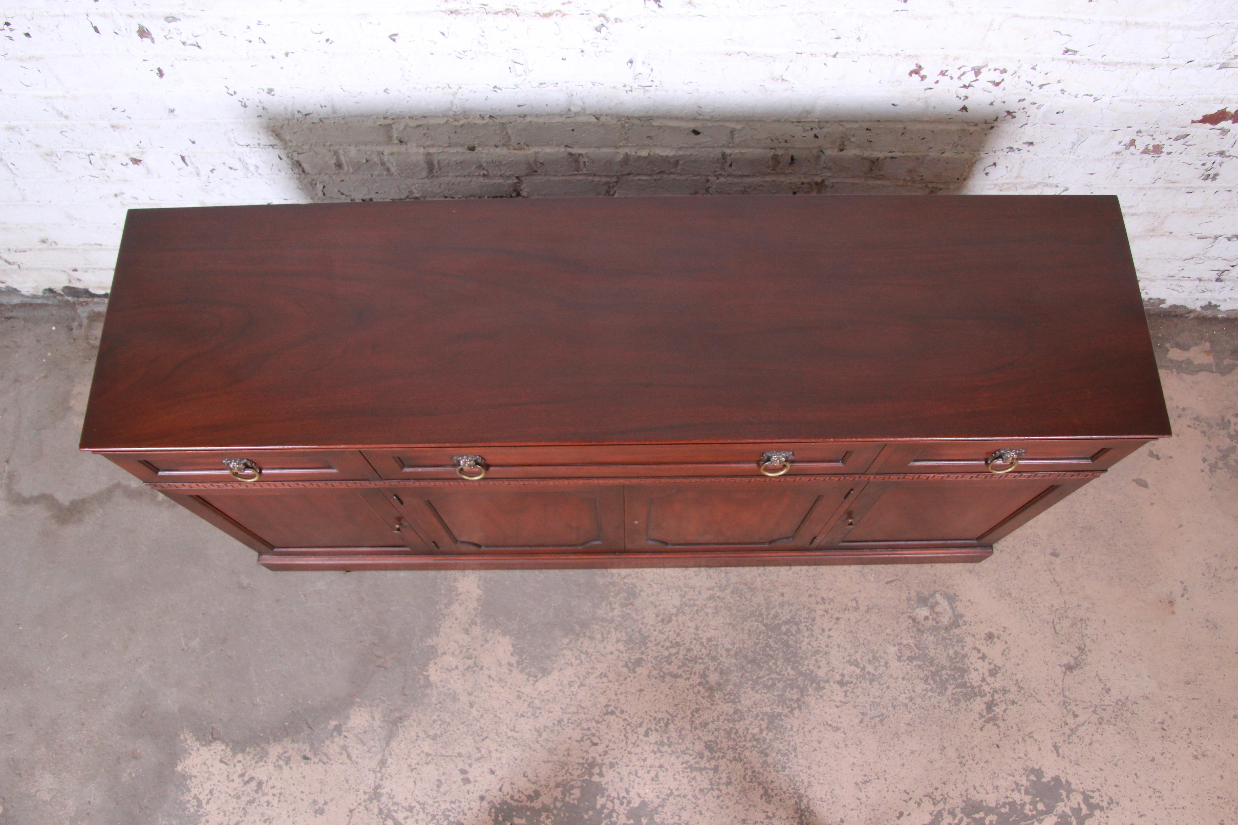 Kittinger Carved Mahogany Regency Sideboard Credenza or Bar Cabinet, circa 1940s In Good Condition In South Bend, IN