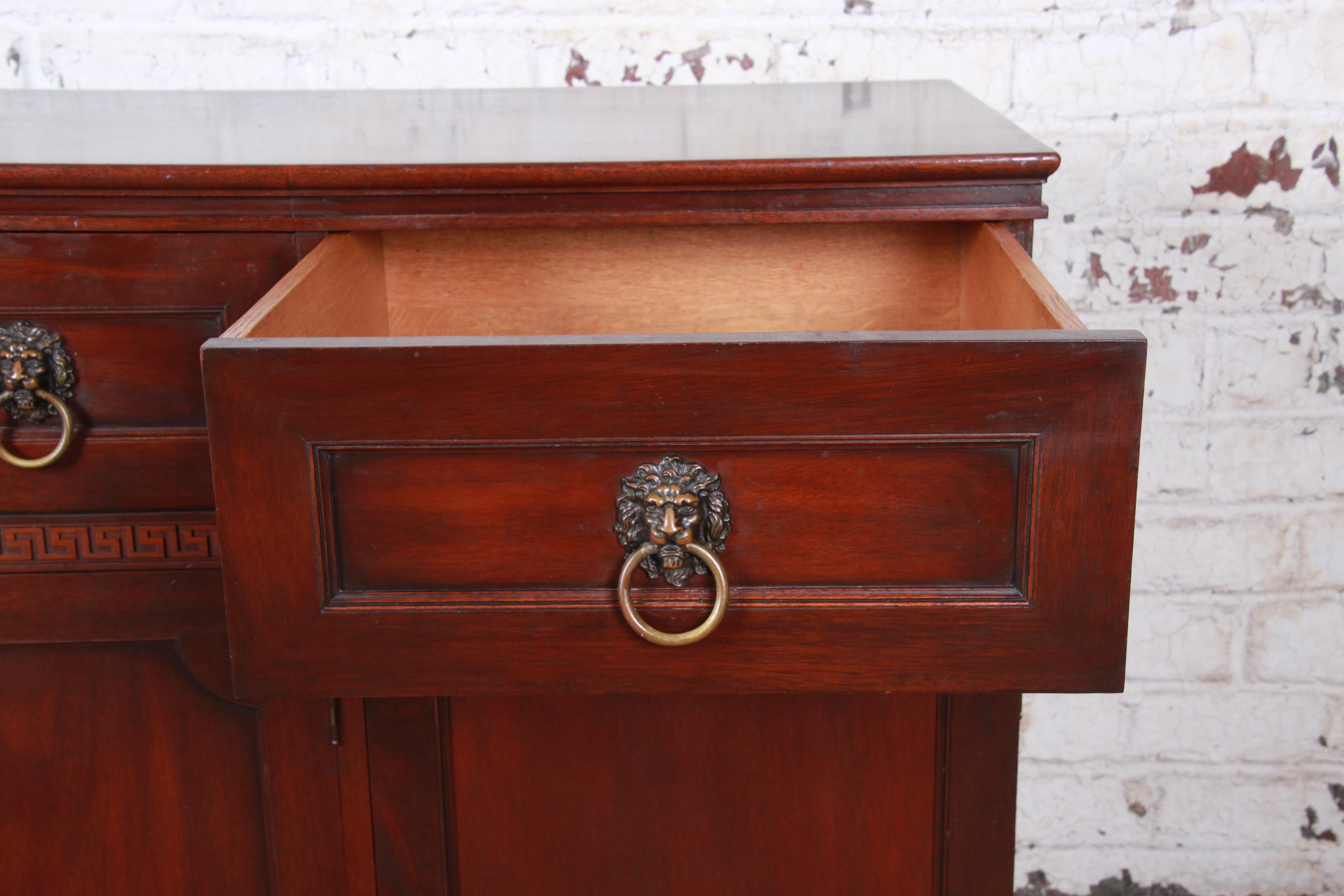 Kittinger Carved Mahogany Regency Sideboard Credenza or Bar Cabinet, circa 1940s 4