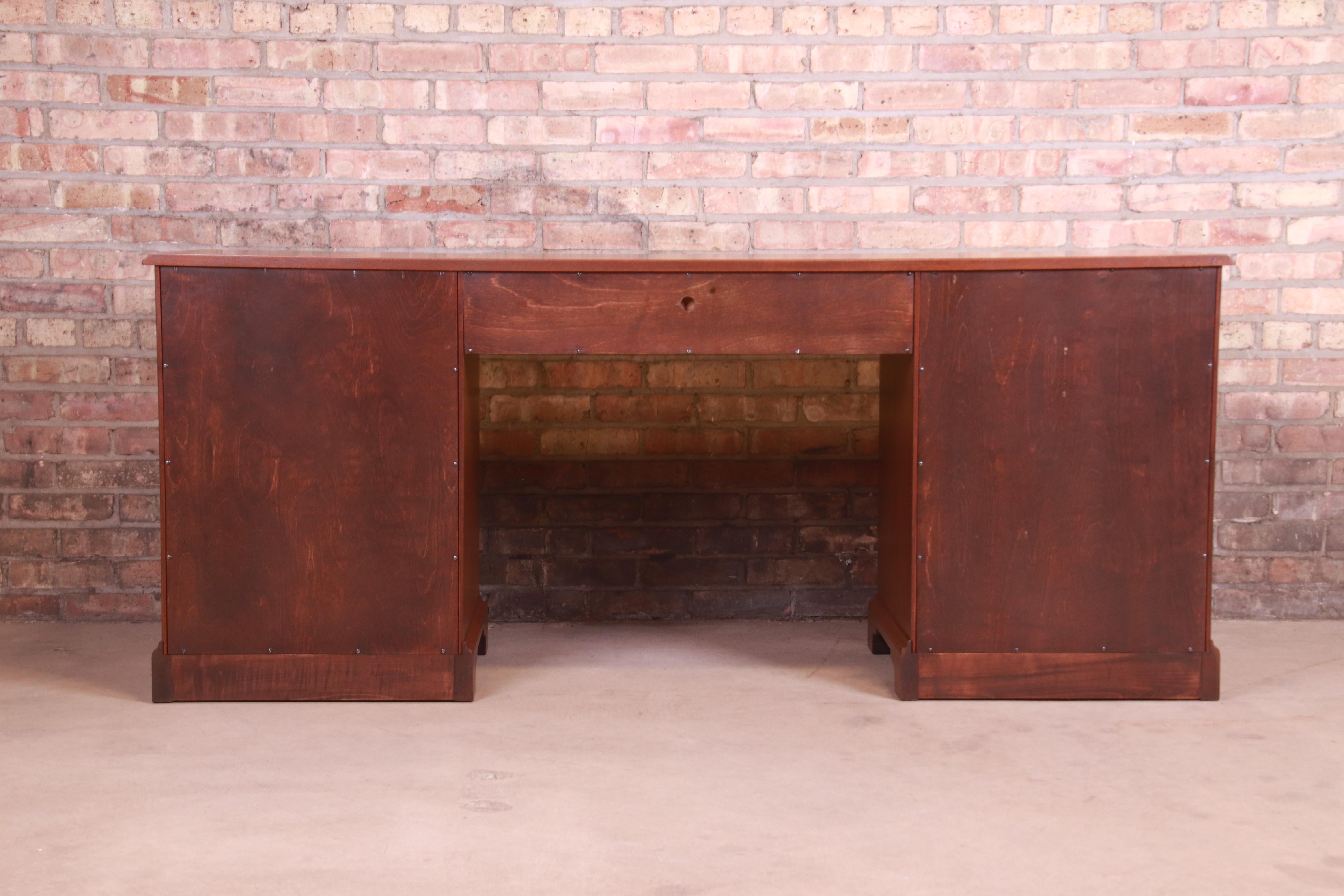 Kittinger Chippendale Burled Walnut and Mahogany Desk or Credenza, Refinished For Sale 8