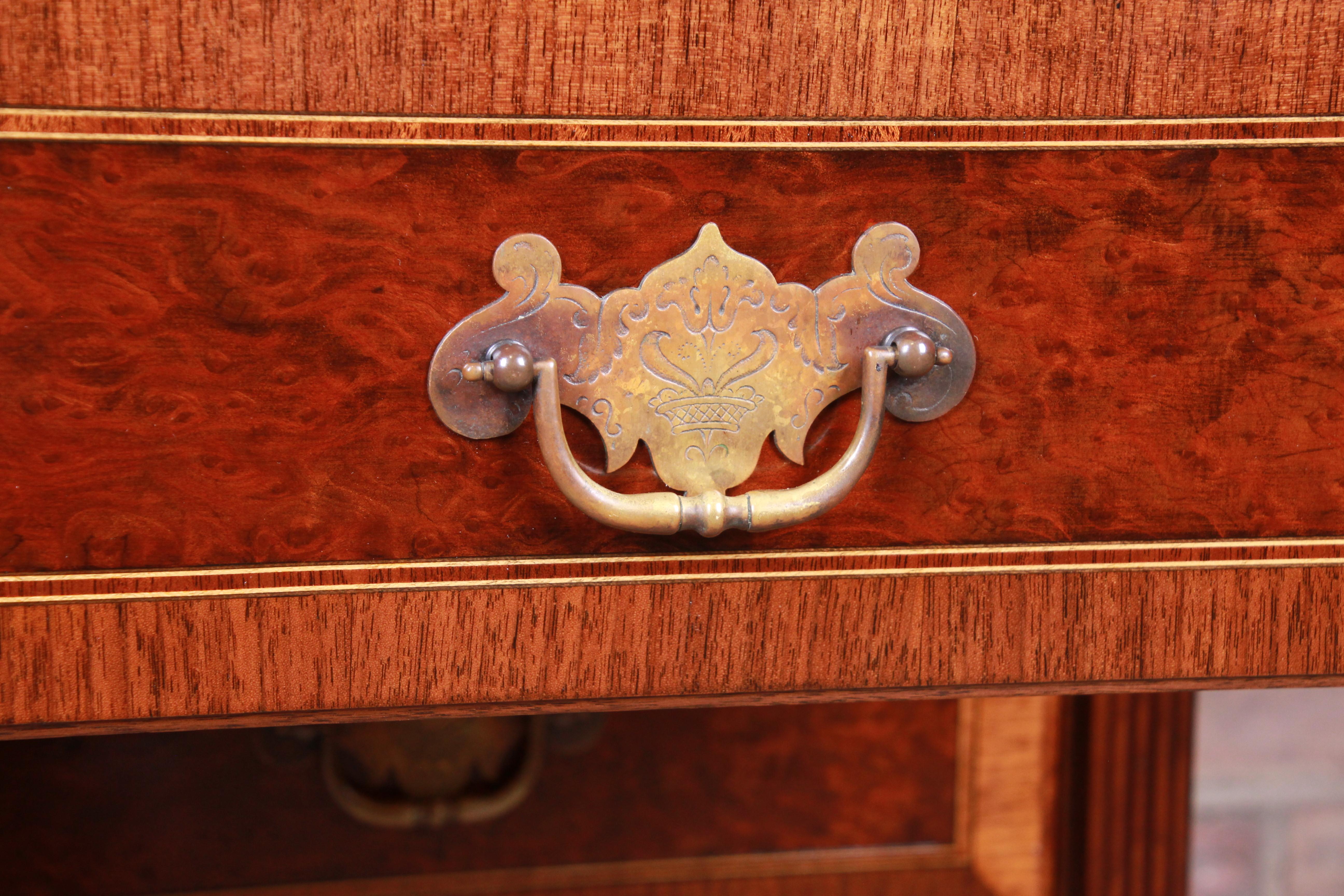 Kittinger Chippendale Burled Walnut Eight-Drawer Dresser Chest, Newly Restored For Sale 3