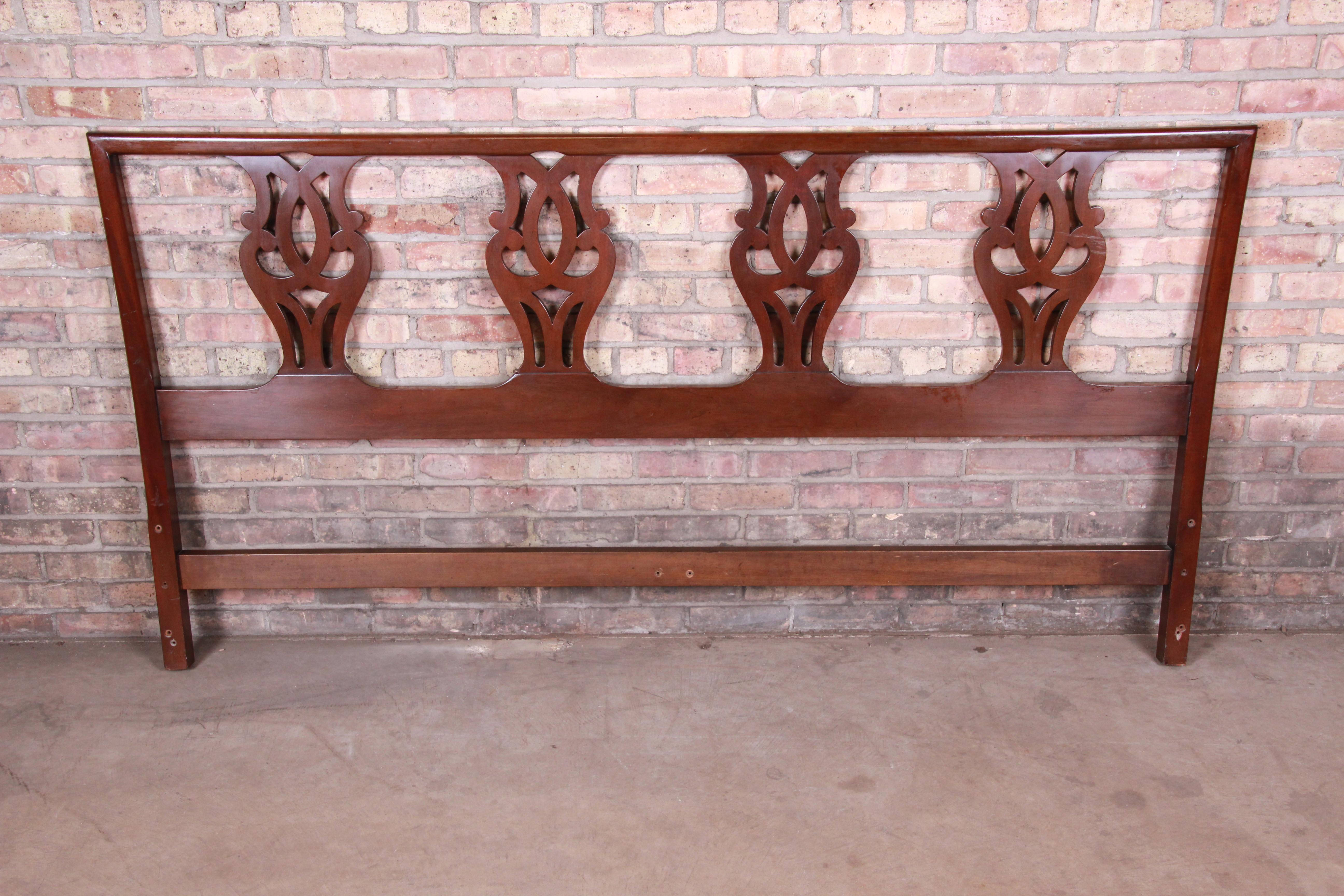 Kittinger Chippendale Carved Mahogany King Size Headboard 2