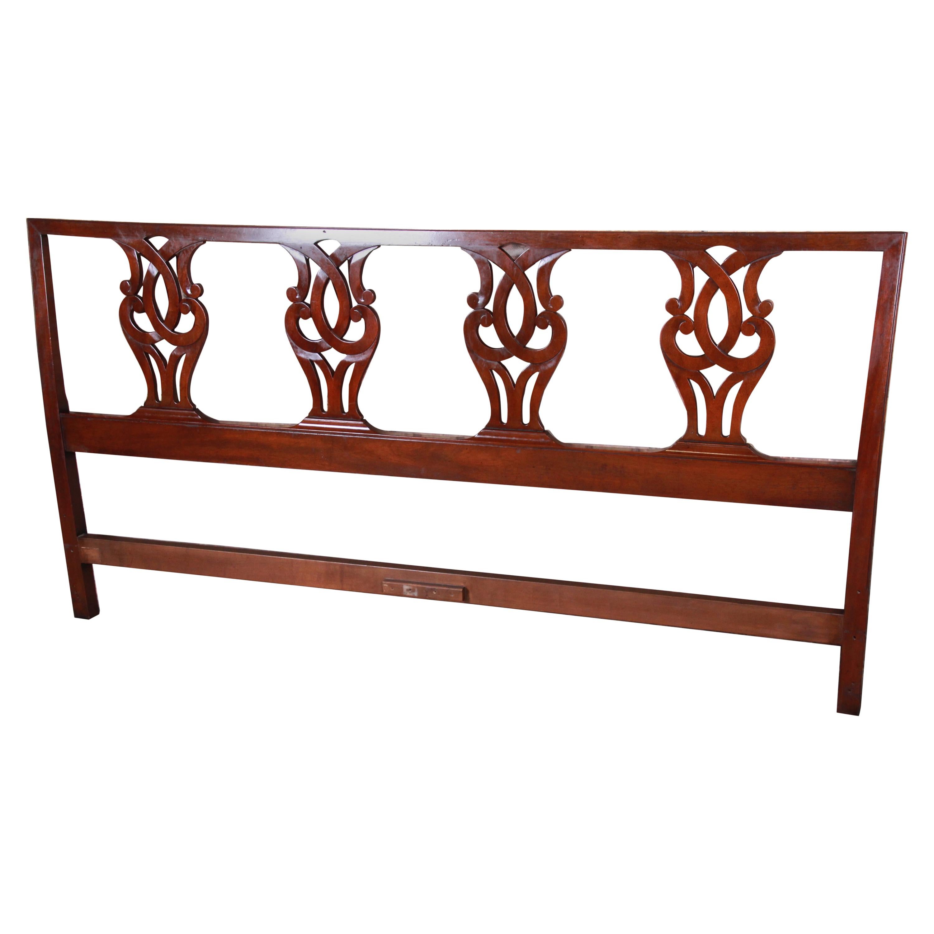 Kittinger Chippendale Carved Mahogany King Size Headboard
