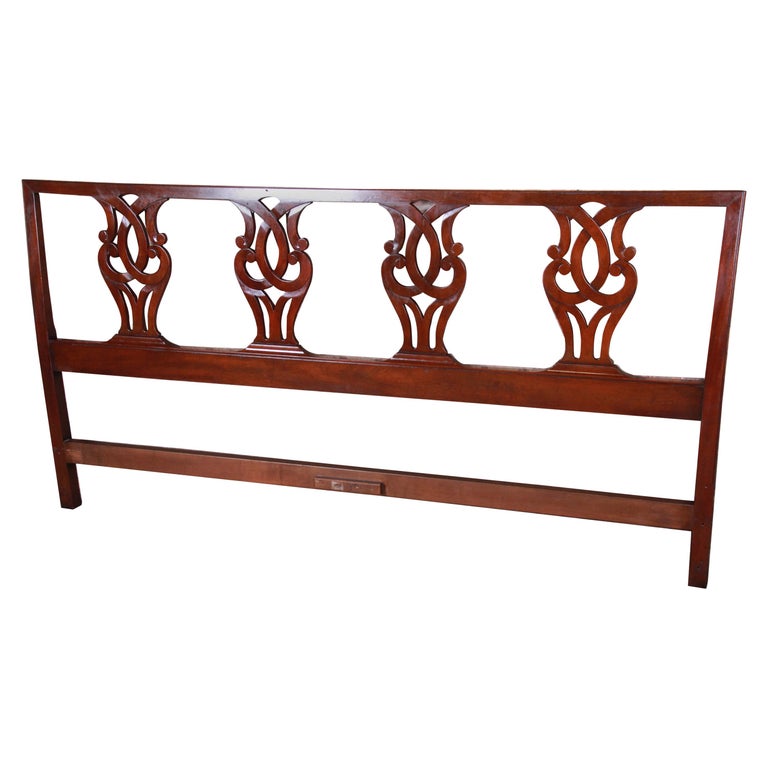 Kittinger Chippendale Carved Mahogany King Size Headboard at 1stDibs