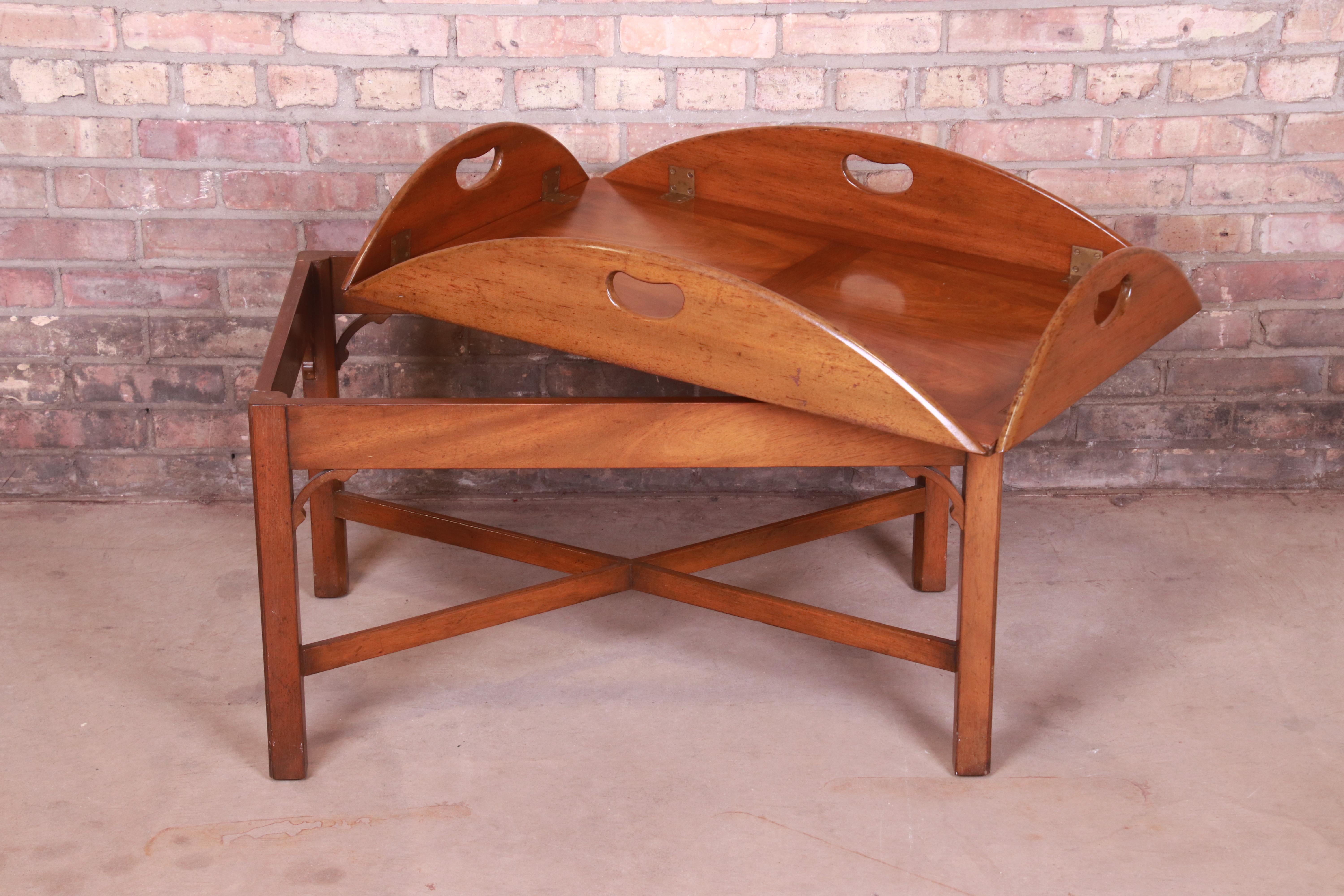 Kittinger Chippendale Mahogany Butler's Coffee Table at 1stDibs