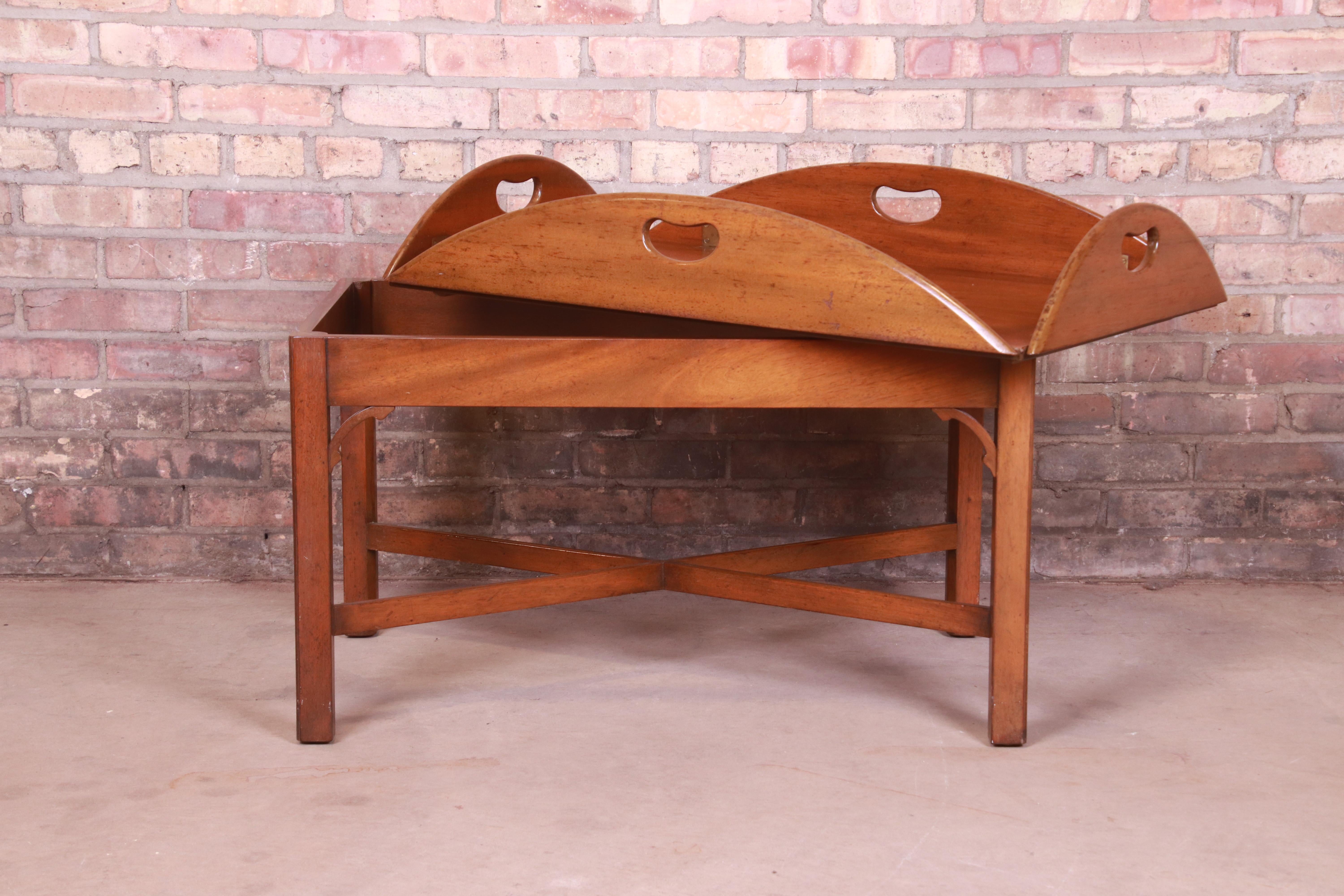 Kittinger Chippendale Mahogany Butler's Coffee Table at 1stDibs