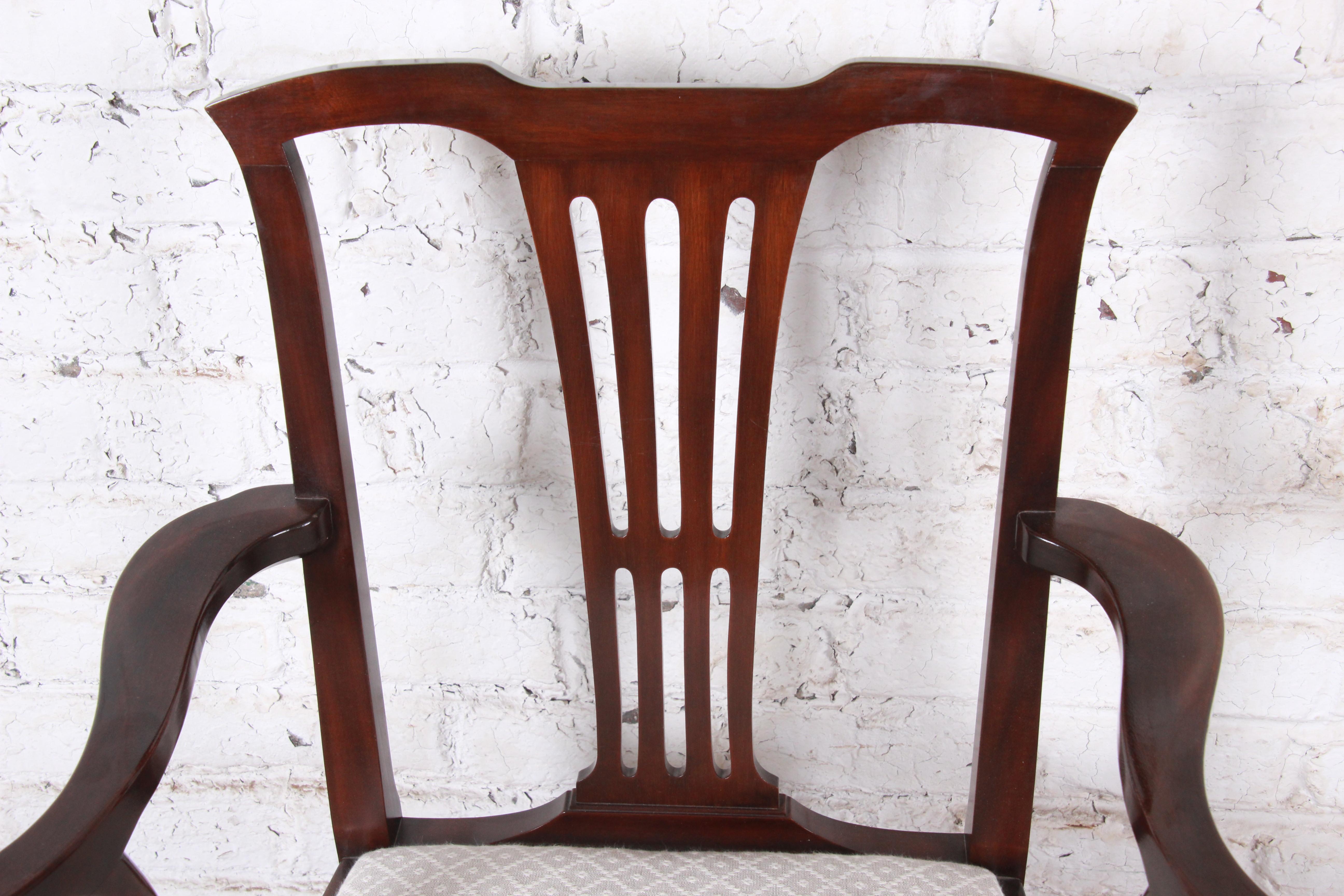 Late 20th Century Kittinger Chippendale Style Mahogany Dining Chairs, Set of Six