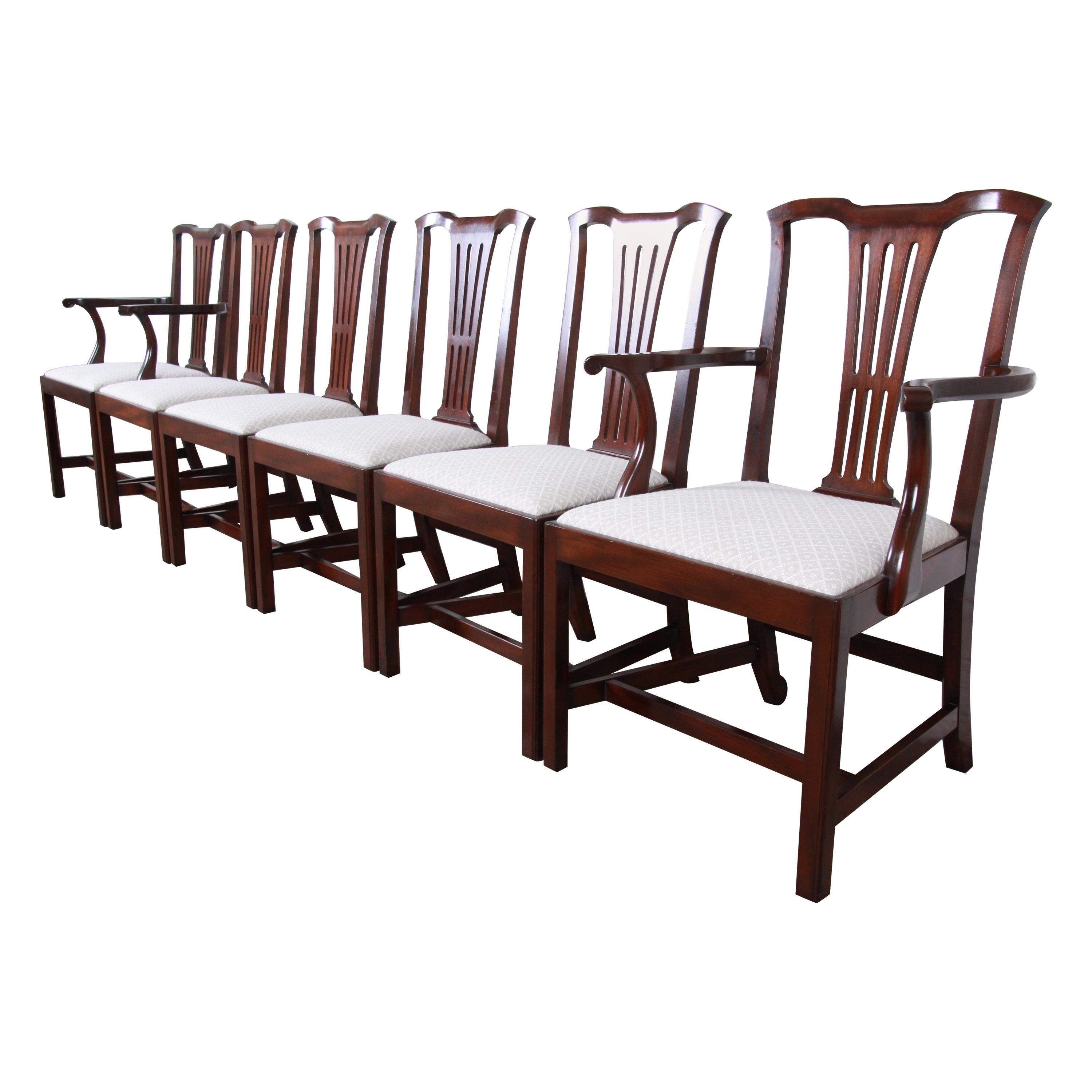 Kittinger Chippendale Style Mahogany Dining Chairs, Set of Six