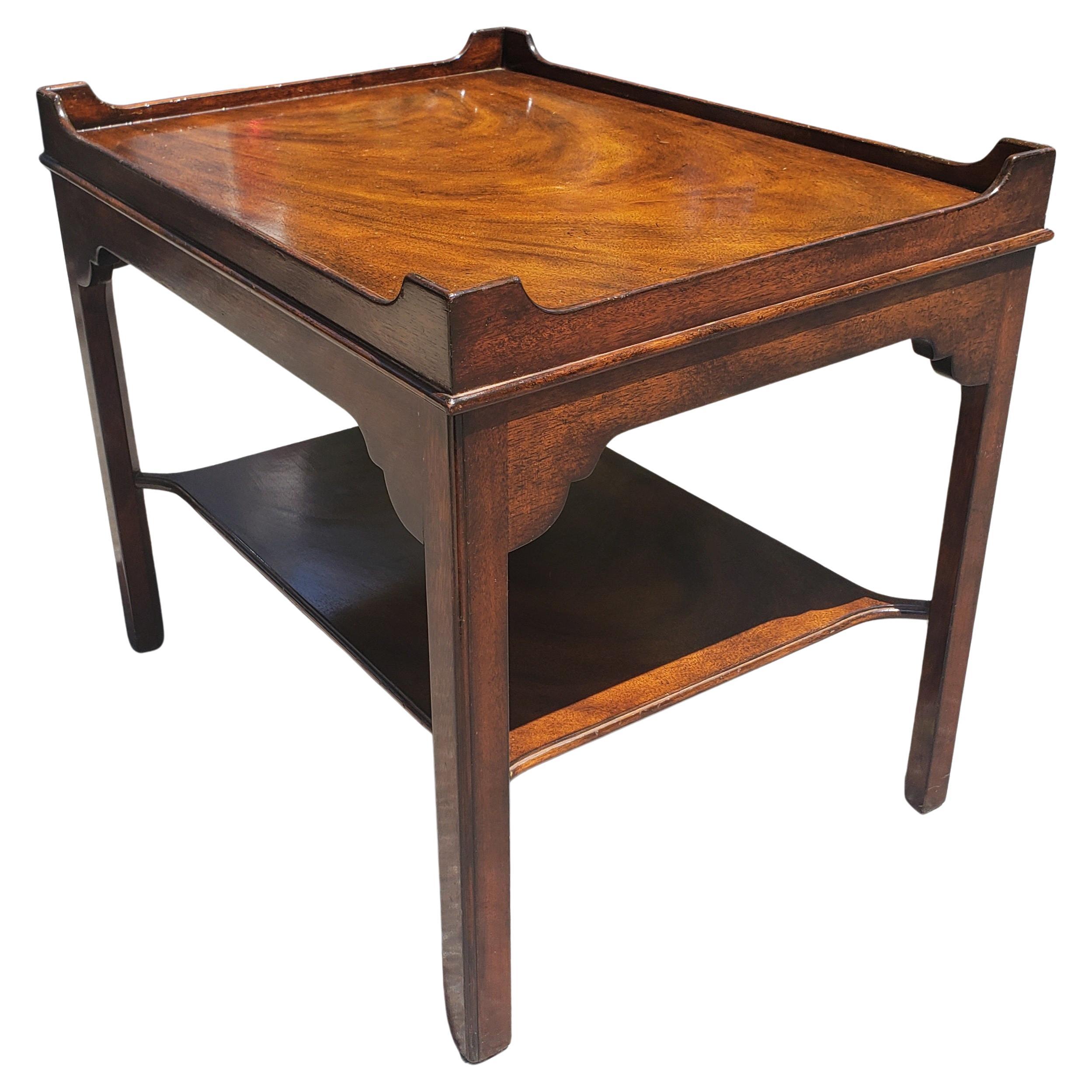 Kittinger Chippendale Two-Tier Mahogany Rectangular Side Table