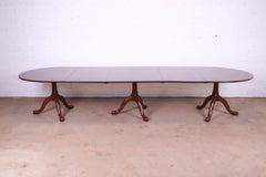 Kittinger Colonial Williamsburg Georgian Mahogany Triple Pedestal Dining Table