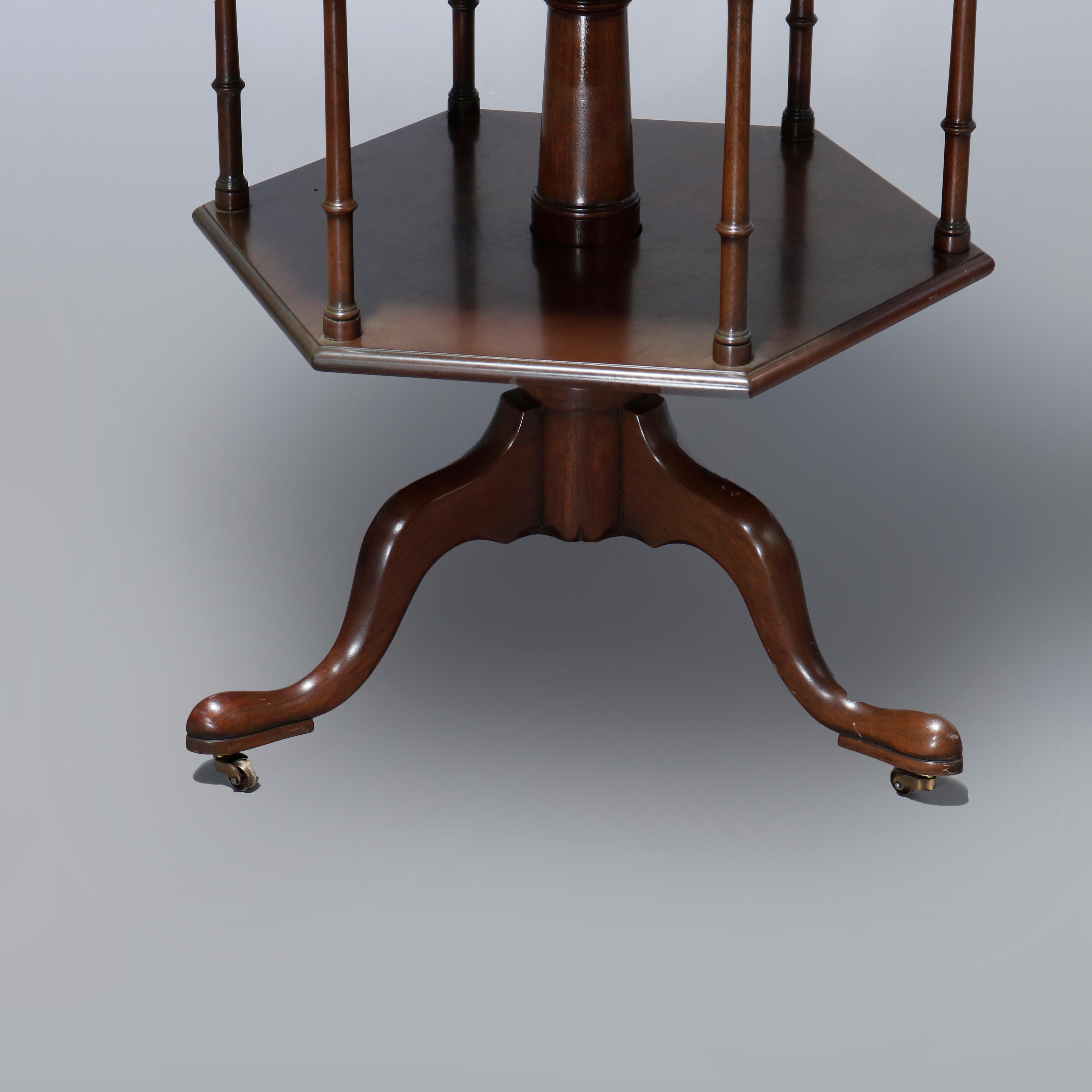 Carved Kittinger Colonial Williamsburg Queen Anne Mahogany Revolving Server, 20th C For Sale