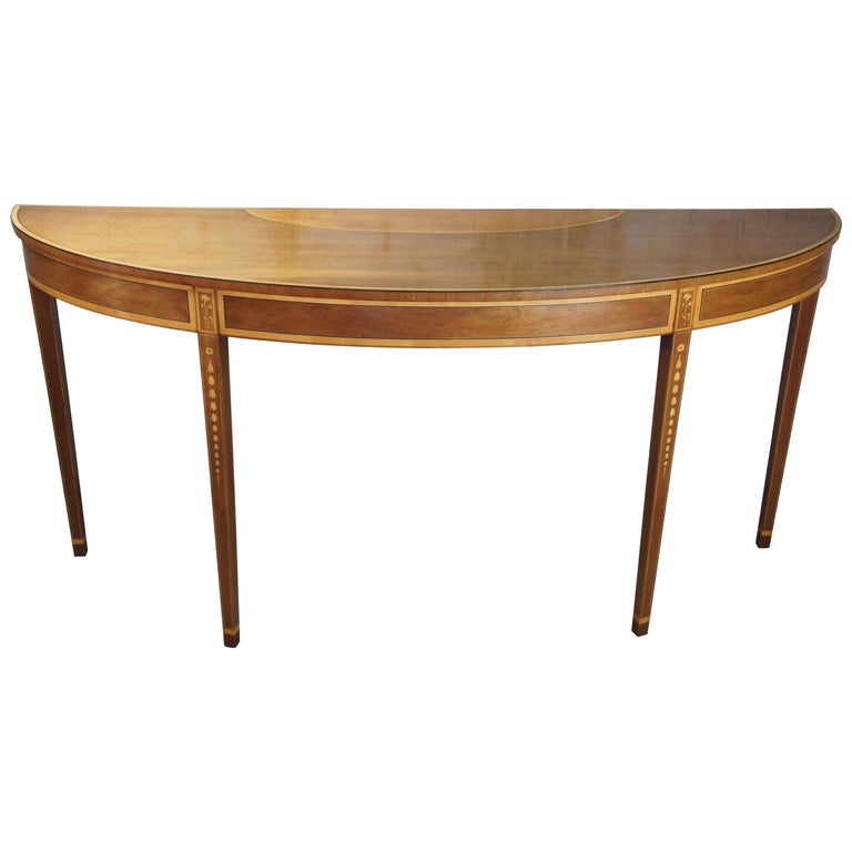 Kittinger Demilune Half Round Banded Mahogany Console Entry Hall Table