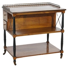 Kittinger Ebonized Satinwood Three-Shelf & Four-Drawer Rolling Tea Table C1960