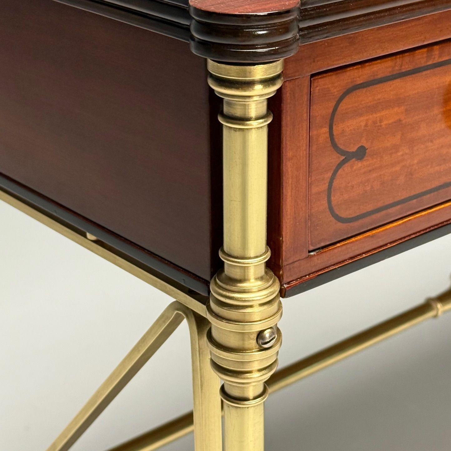 Kittinger, English Regency, Campaign Desk, Rosewood, Satinwood, Brass, USA 1950s For Sale 6