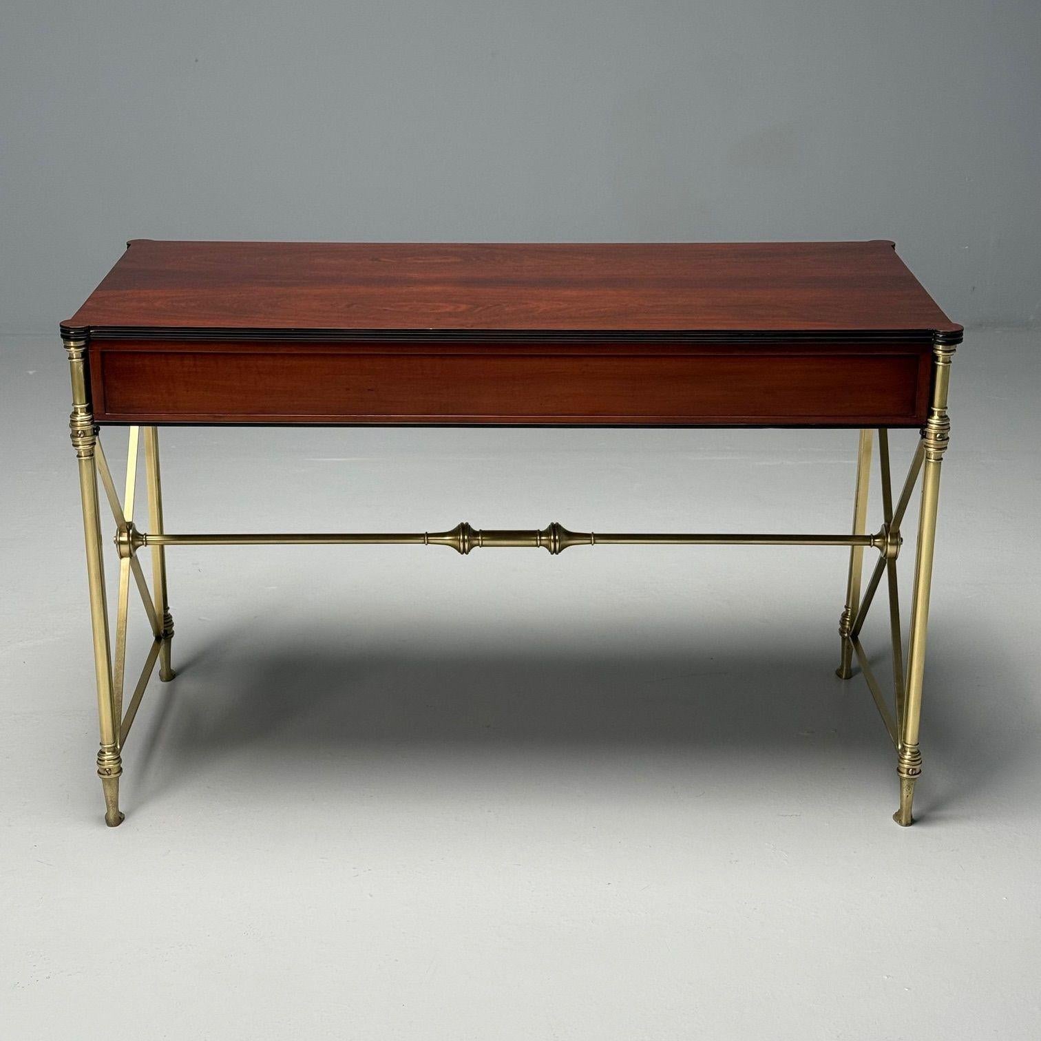 Kittinger, English Regency, Campaign Desk, Rosewood, Satinwood, Brass, USA 1950s For Sale 8