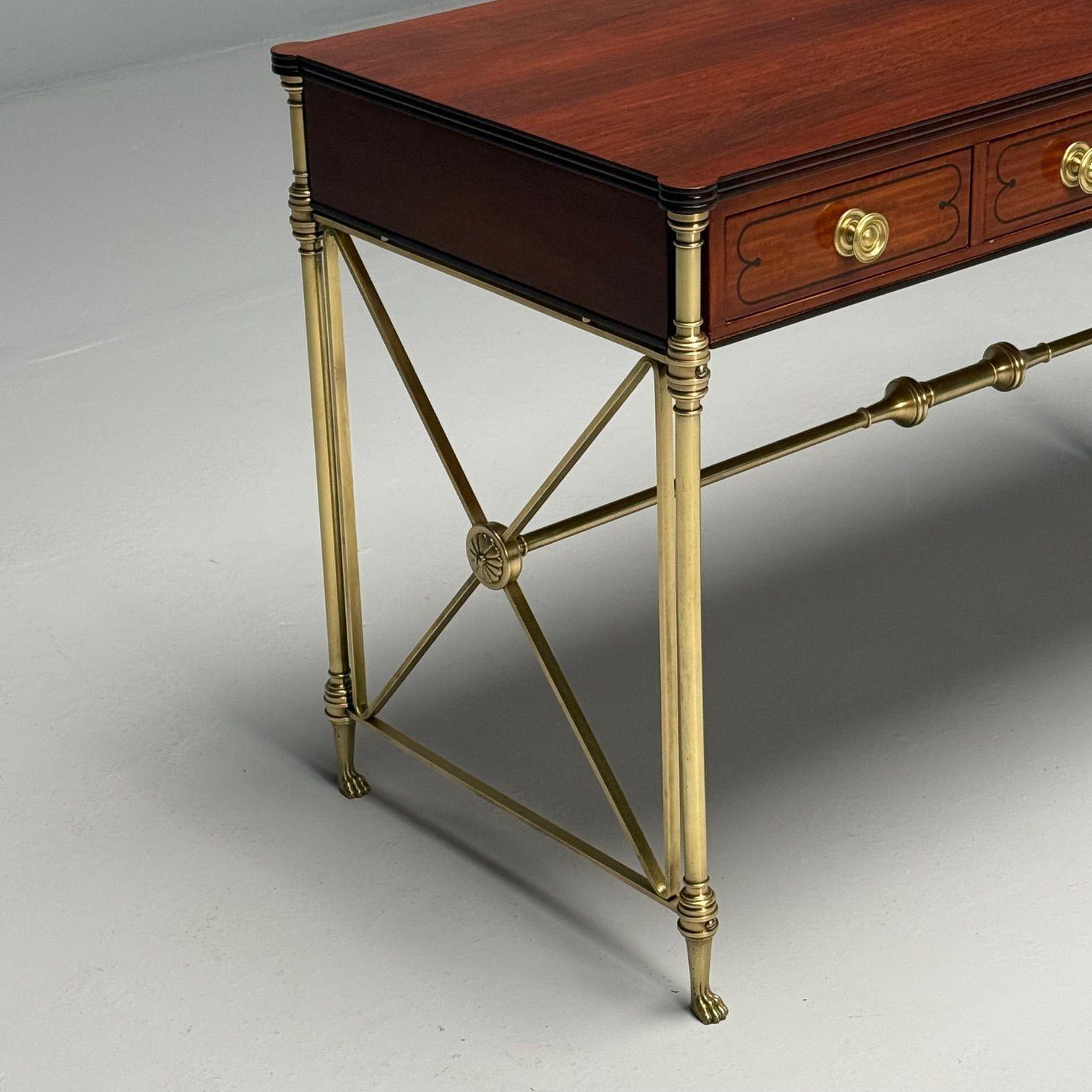 Mid-20th Century Kittinger, English Regency, Campaign Desk, Rosewood, Satinwood, Brass, USA 1950s For Sale