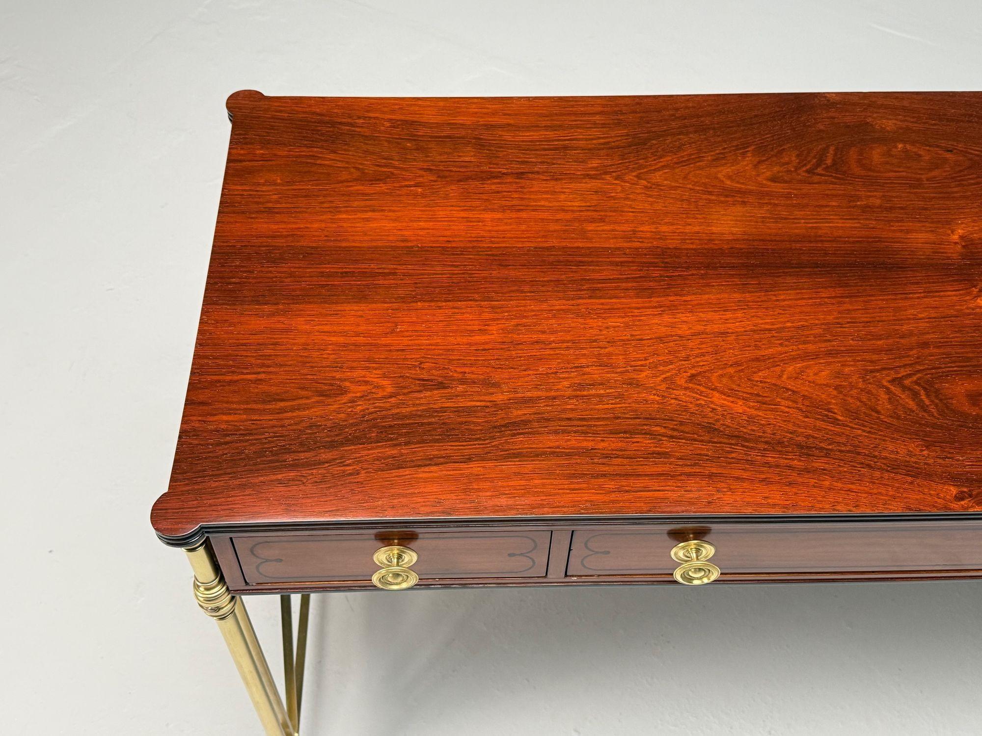 Kittinger, English Regency, Campaign Desk, Rosewood, Satinwood, Brass, USA 1950s For Sale 2