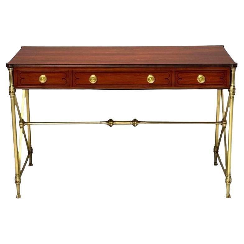 Kittinger, English Regency, Campaign Desk, Rosewood, Satinwood, Brass, USA 1950s For Sale