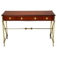 Kittinger, English Regency, Campaign Desk, Rosewood, Satinwood, Brass, USA 1950s