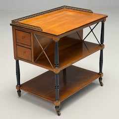 Kittinger, English Regency, Kampagnenwagen, Rollender Barwagen, Messing, Seidenholz