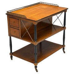 Kittinger, English Regency, Campaign Trolley, Rolling Bar Cart, Brass, Satinwood