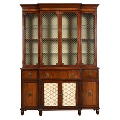 Kittinger English Regency Mahogany Breakfront Bookcase Cabinet, Circa 1960s
