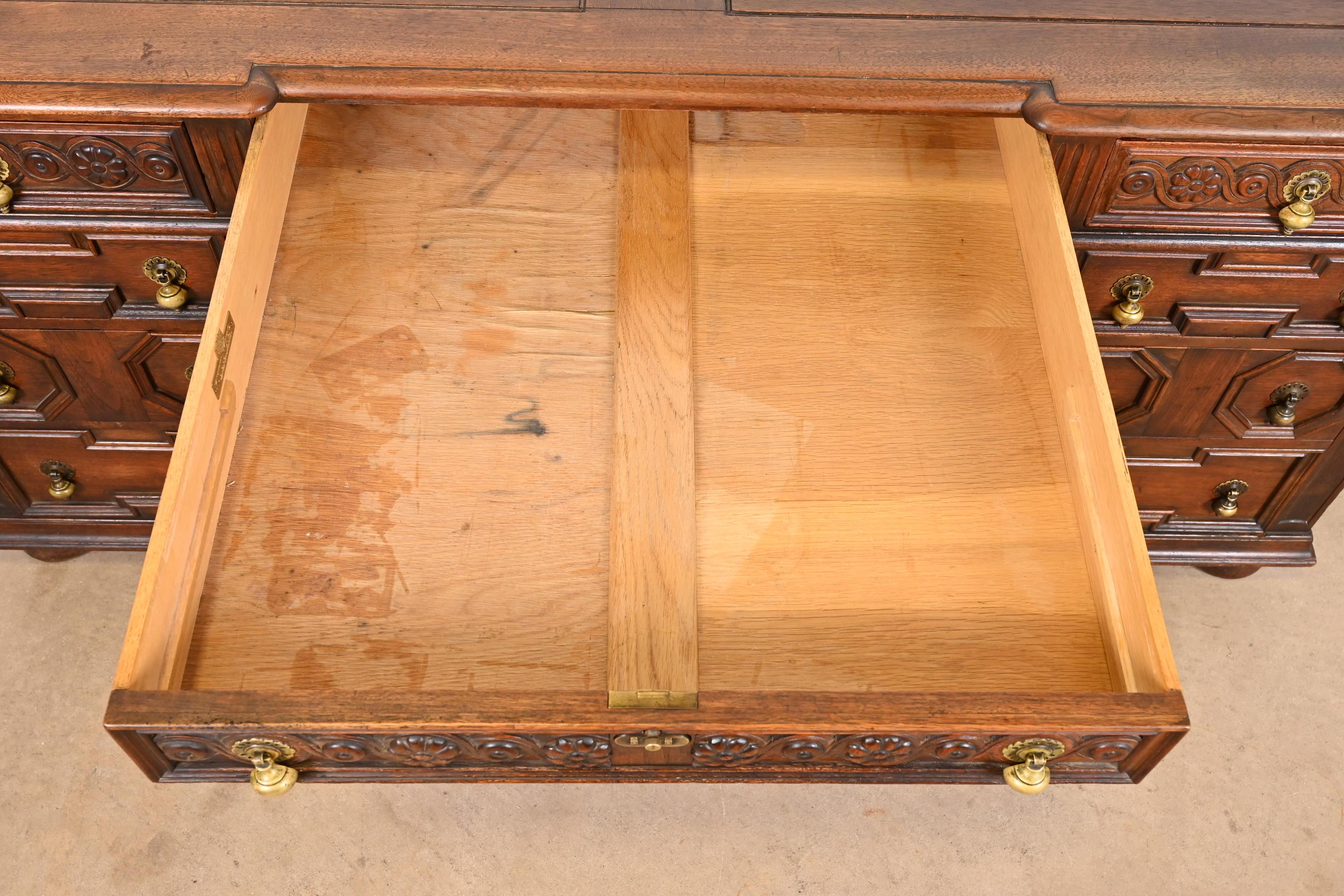 Kittinger English Tudor Carved Walnut Executive Desk, Circa 1920s 2
