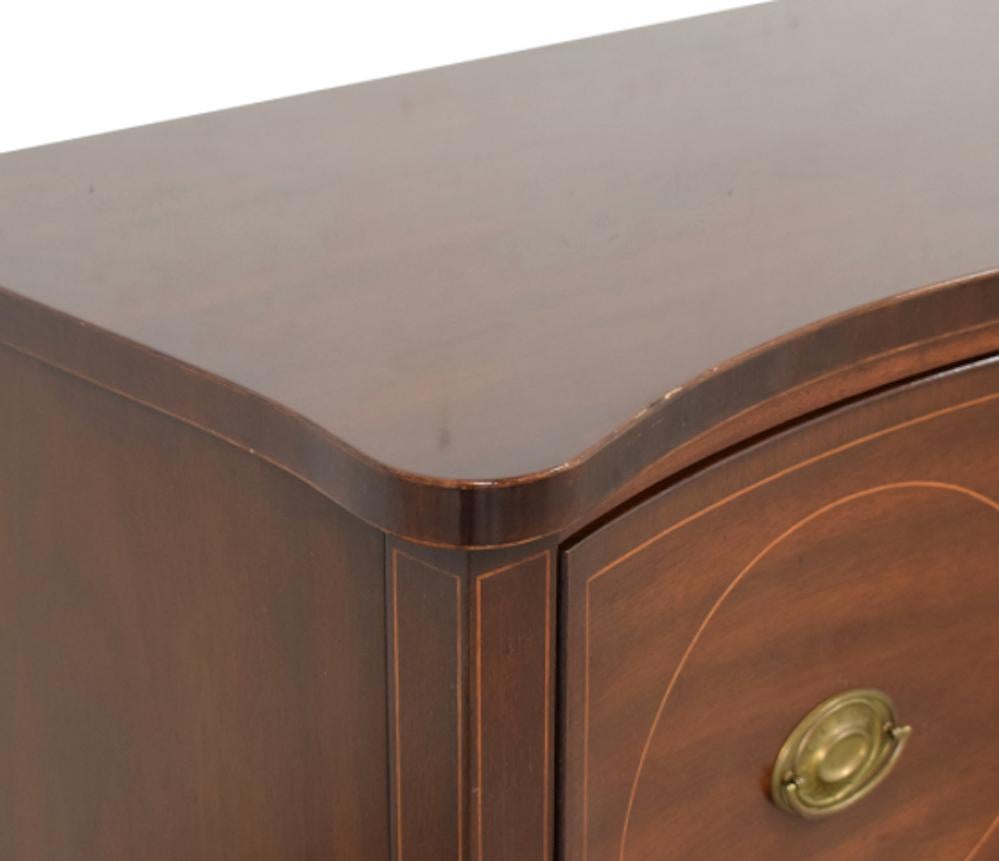 Kittinger Extended Sheraton Mahogany Sideboard Wine Drawers, Bow-Front with Key In Good Condition In Brooklyn, NY
