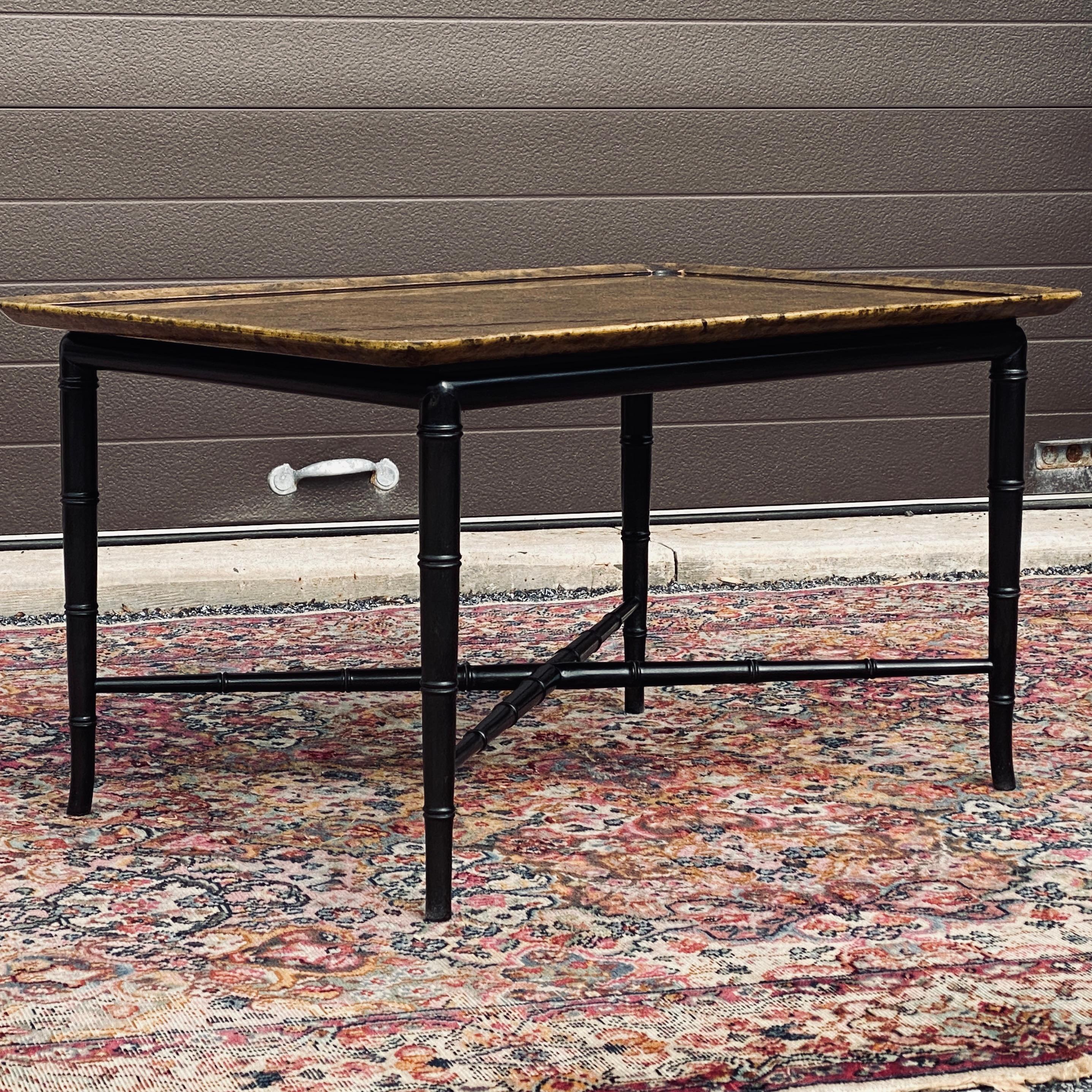 Mid-20th Century Kittinger Faux Bamboo Tortoise Shell Coffee Table For Sale