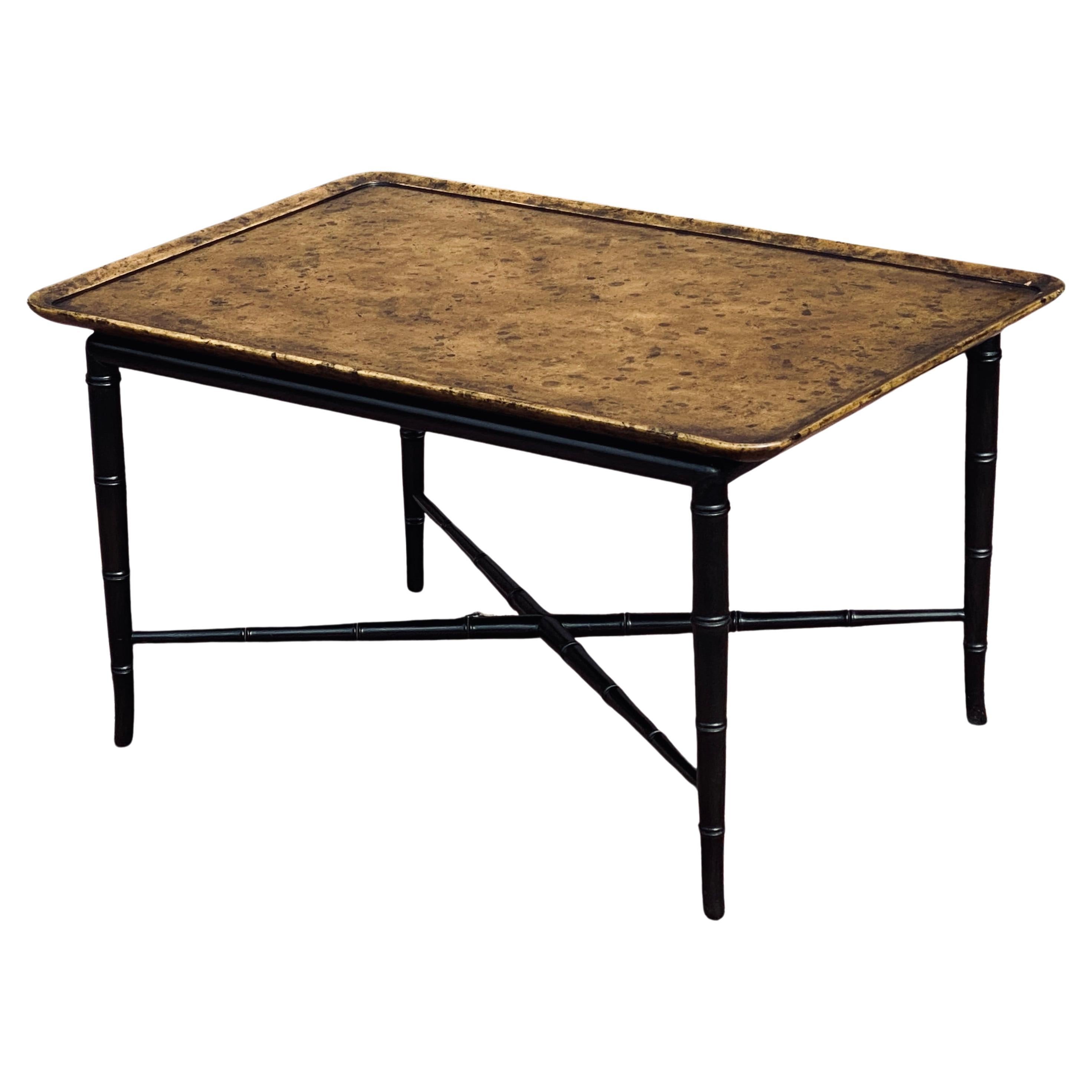 Kittinger Faux Bamboo Tortoise Shell Coffee Table For Sale