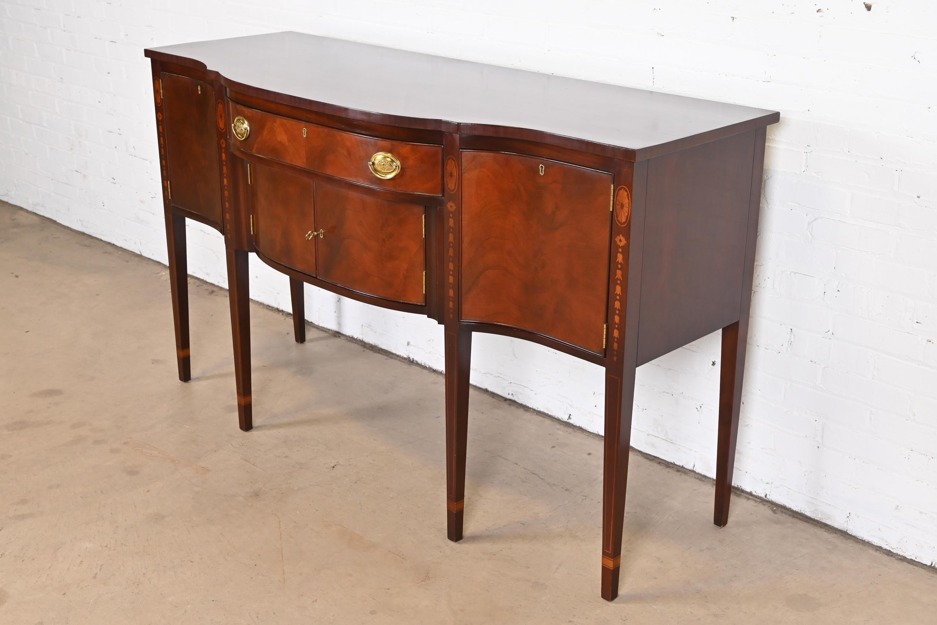 Kittinger Federal Inlaid Mahogany Bow Front Sideboard Credenza In Good Condition In South Bend, IN
