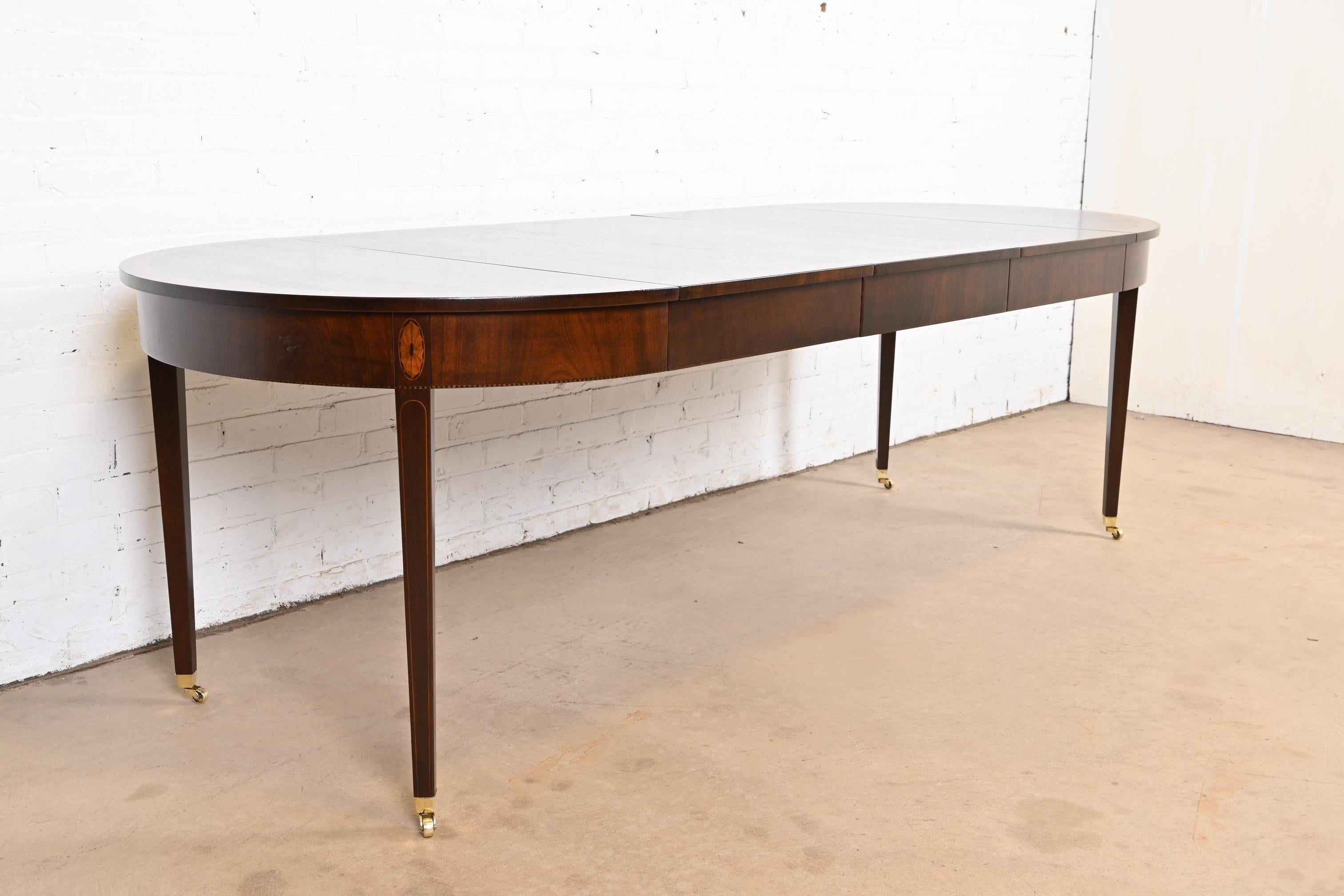 American Kittinger Federal Inlaid Mahogany Extension Dining Table, Newly Refinished