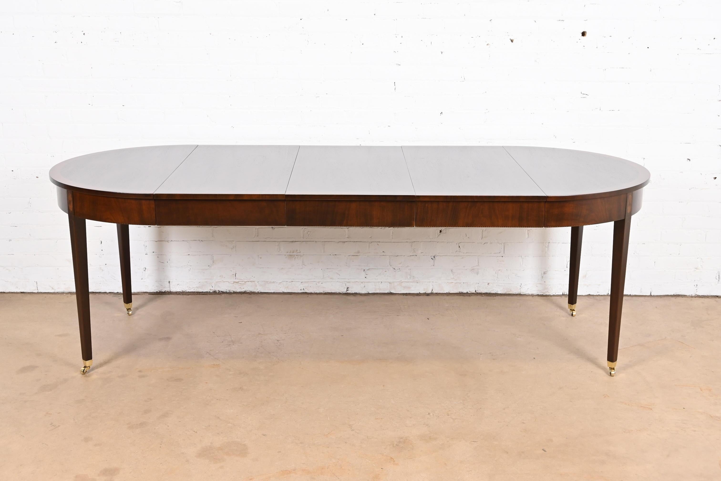 Kittinger Federal Inlaid Mahogany Extension Dining Table, Newly Refinished In Good Condition In South Bend, IN
