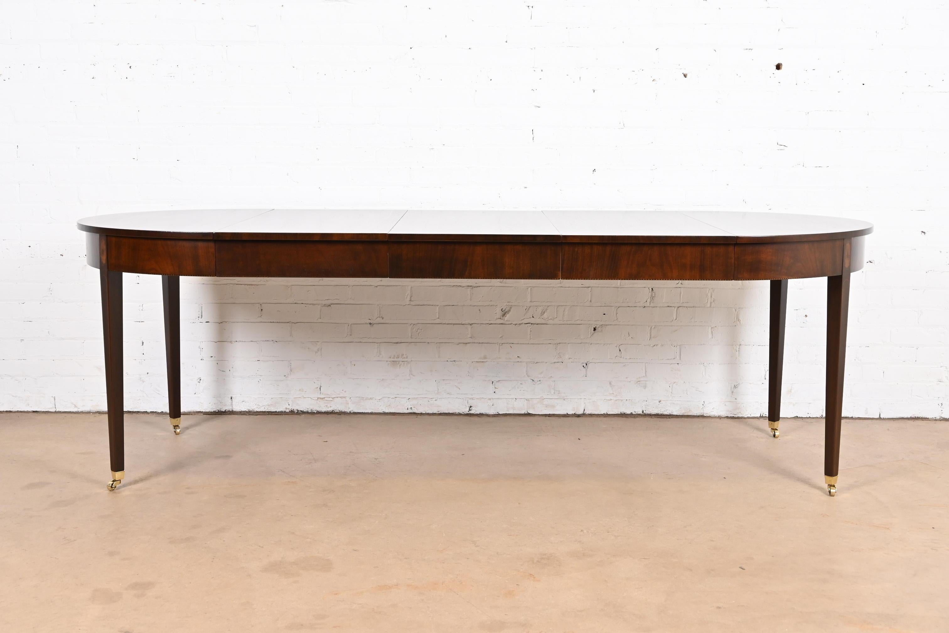 Mid-20th Century Kittinger Federal Inlaid Mahogany Extension Dining Table, Newly Refinished