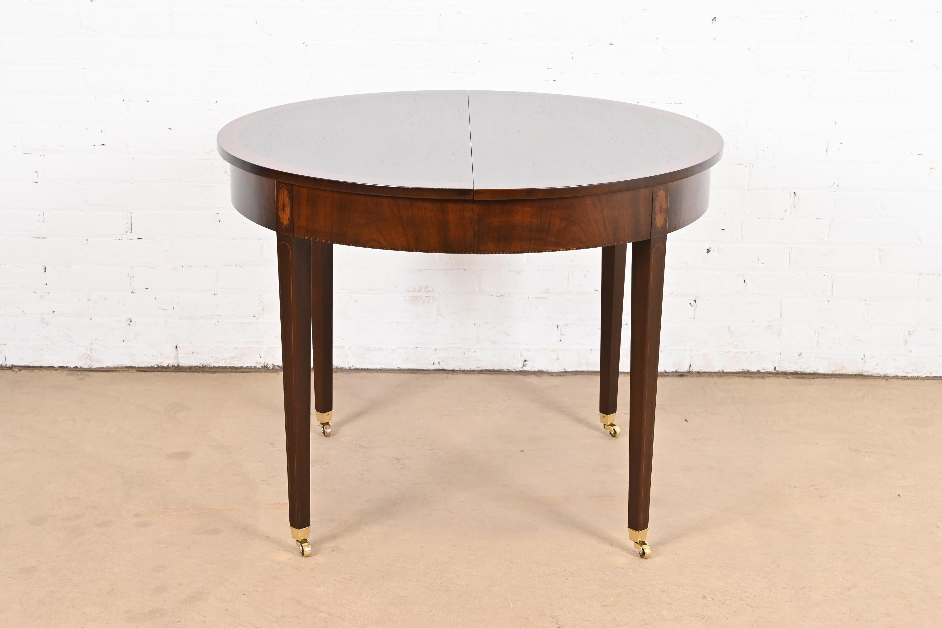 Kittinger Federal Inlaid Mahogany Extension Dining Table, Newly Refinished 1