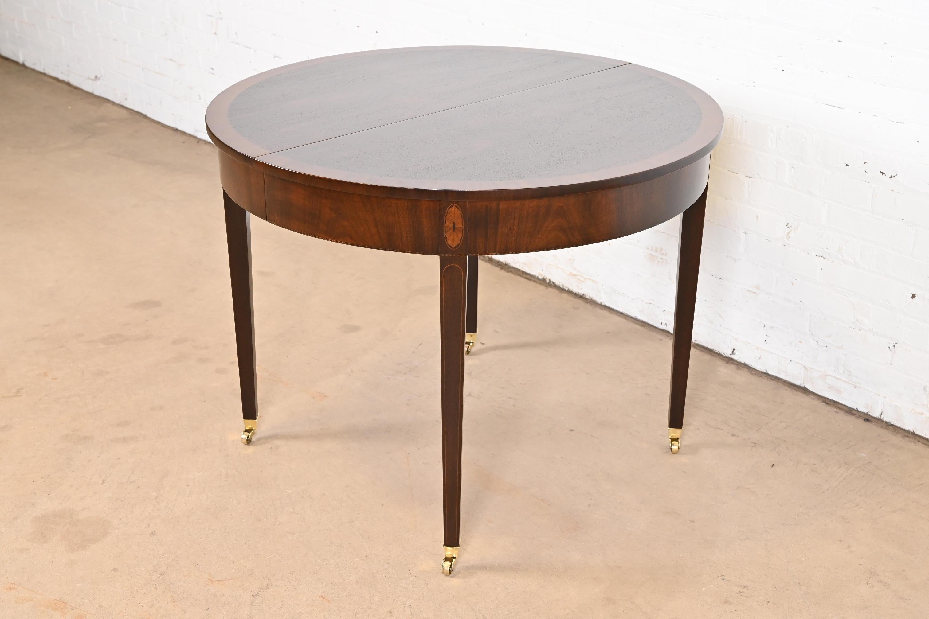 Kittinger Federal Inlaid Mahogany Extension Dining Table, Newly Refinished 2
