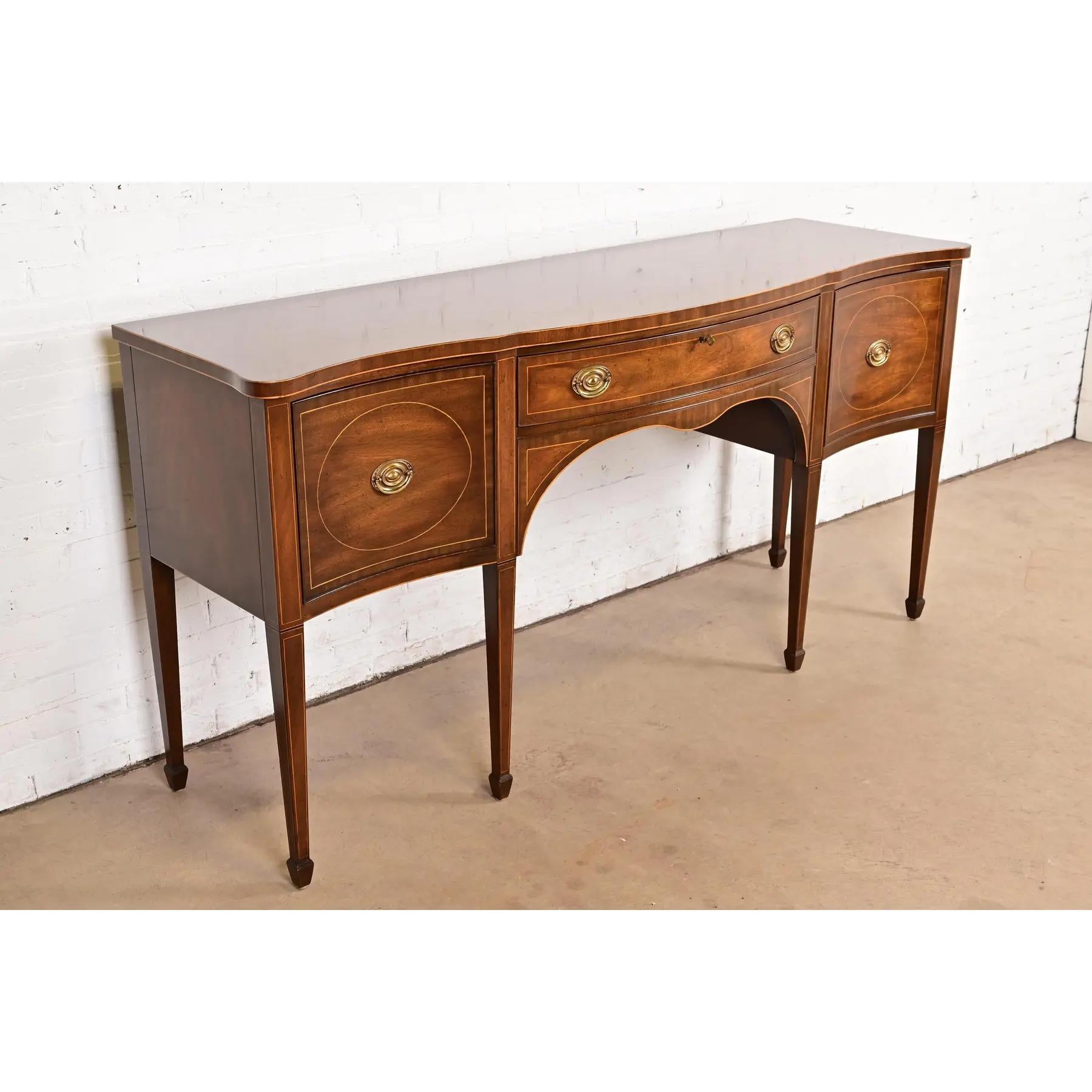 Late 20th Century Kittinger Federal Inlaid Mahogany Serpentine Front Sideboard Credenza For Sale